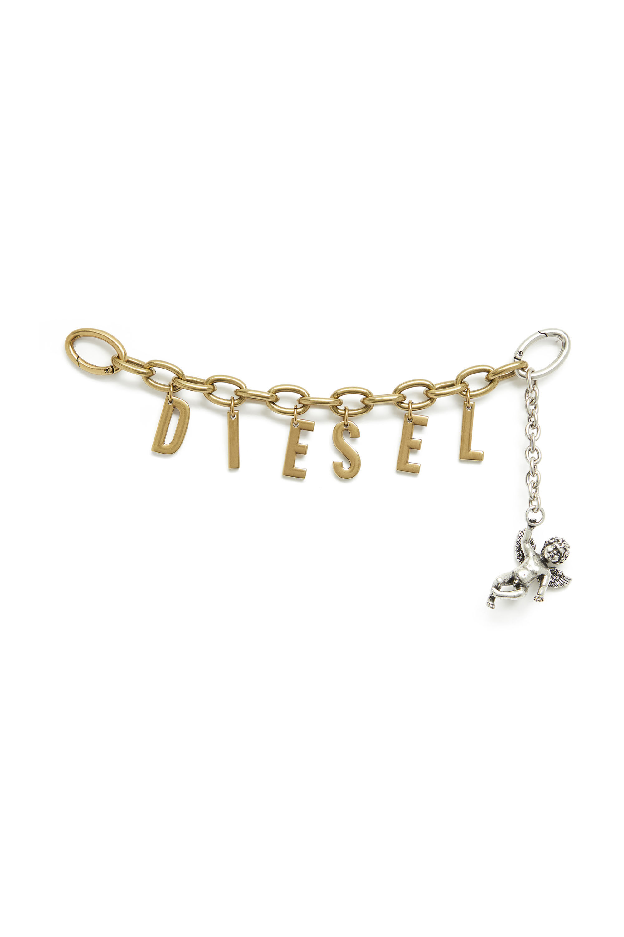 Diesel - CHAIN-D III S, Damen Metallbuchstaben-Anh&auml;nger mit Engelmotiv in Gold - 1
