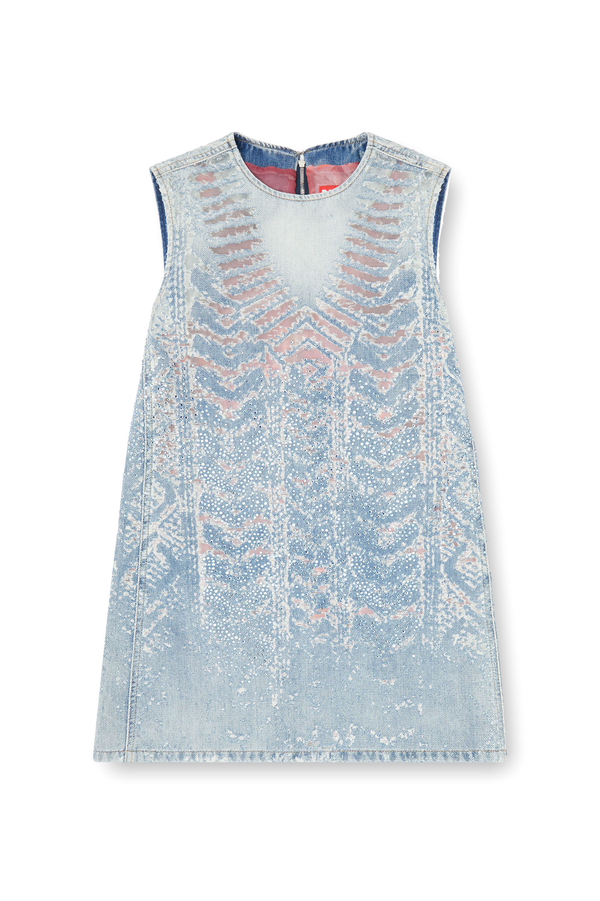Diesel - DE-MYRELA-S, Damen Minikleid aus microstone devor&eacute; denim in null - 2