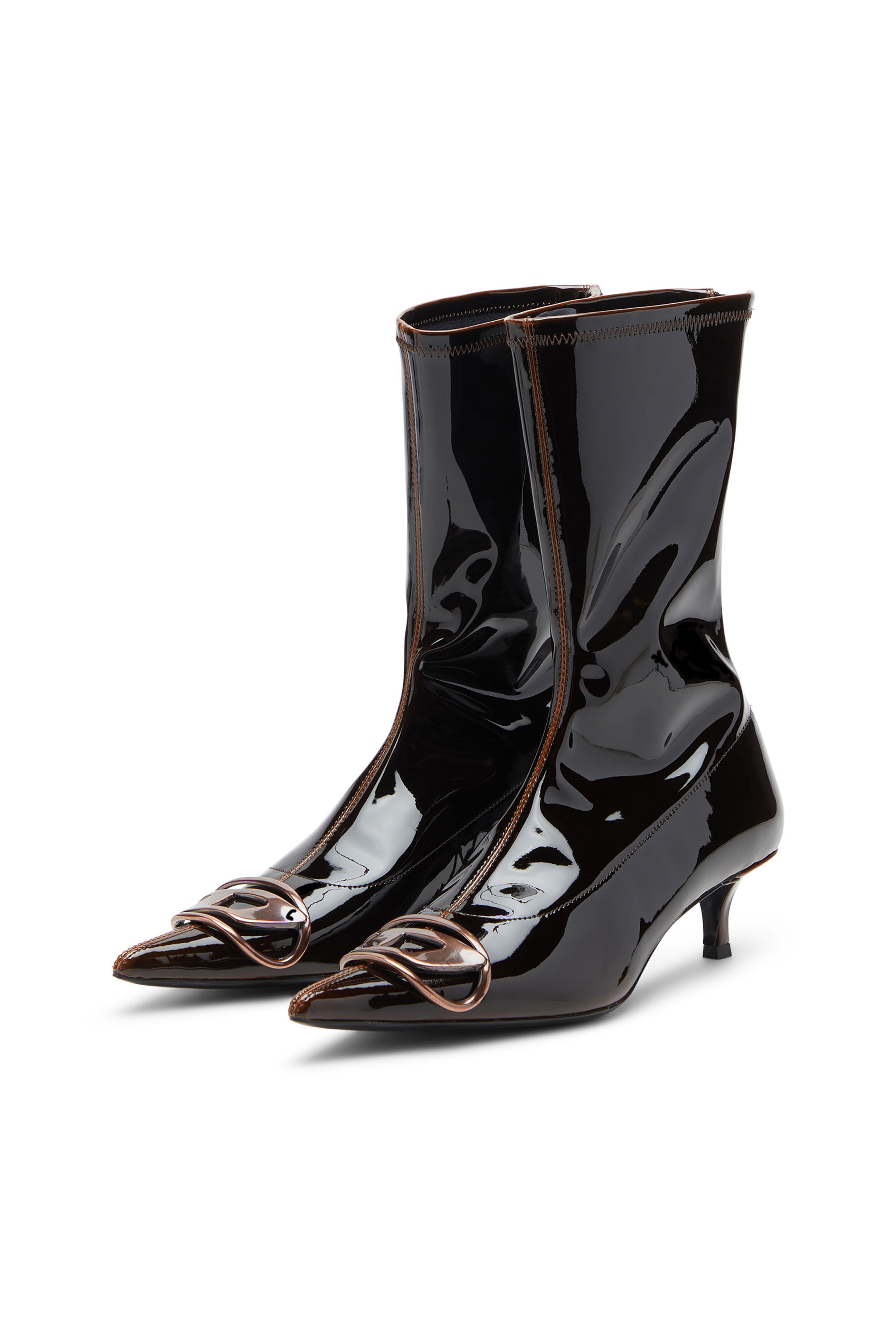 Diesel - D-VENUS KITTIE BT, Damen D-Venus-Stiefeletten aus flüssigem PU in Blau/Braun - 7