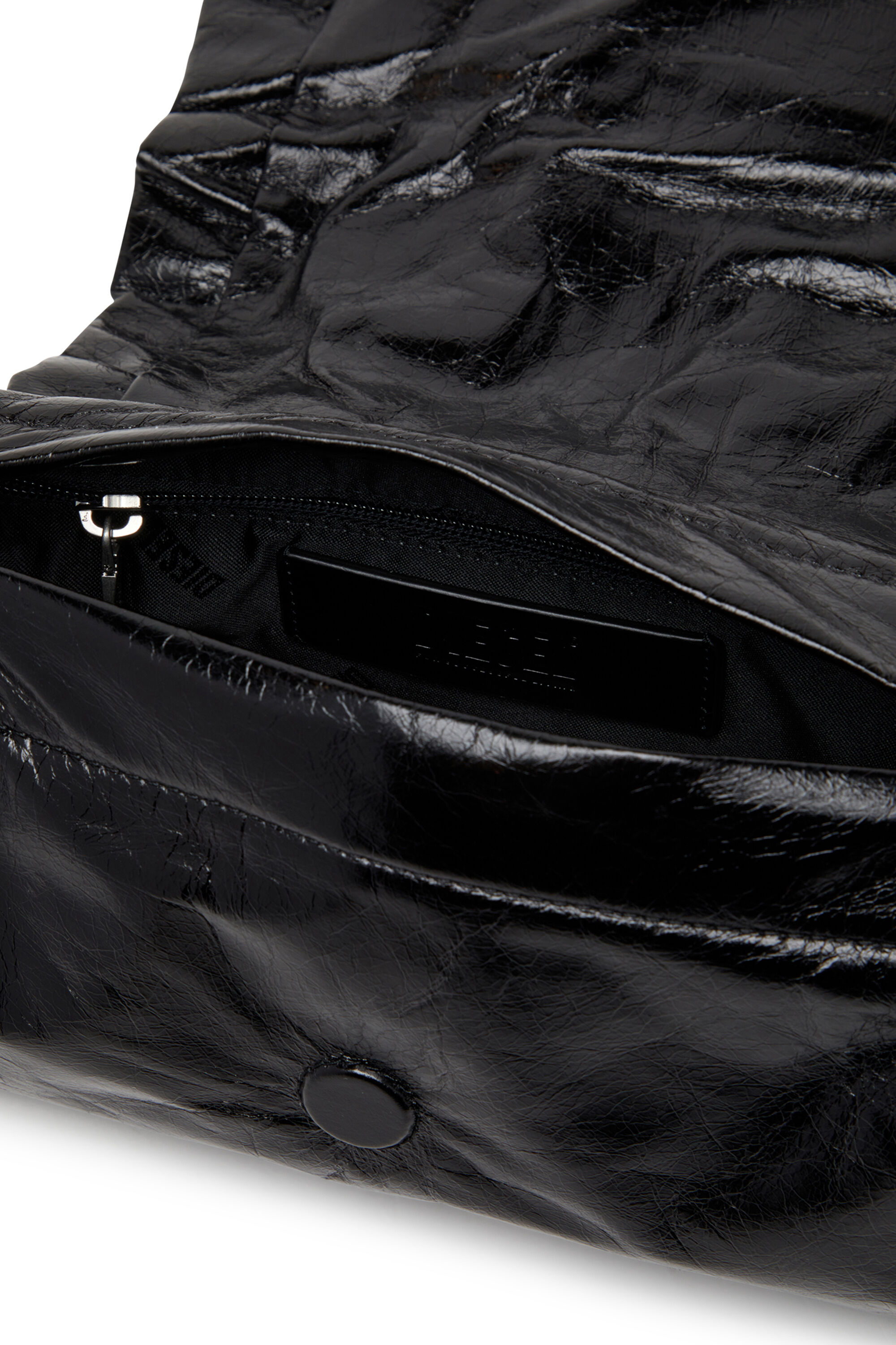 Diesel - SCRUNCH-D SHOULDER S, Damen Scrunch-D S-Schultertasche aus Knitter-Leder in Schwarz - 5