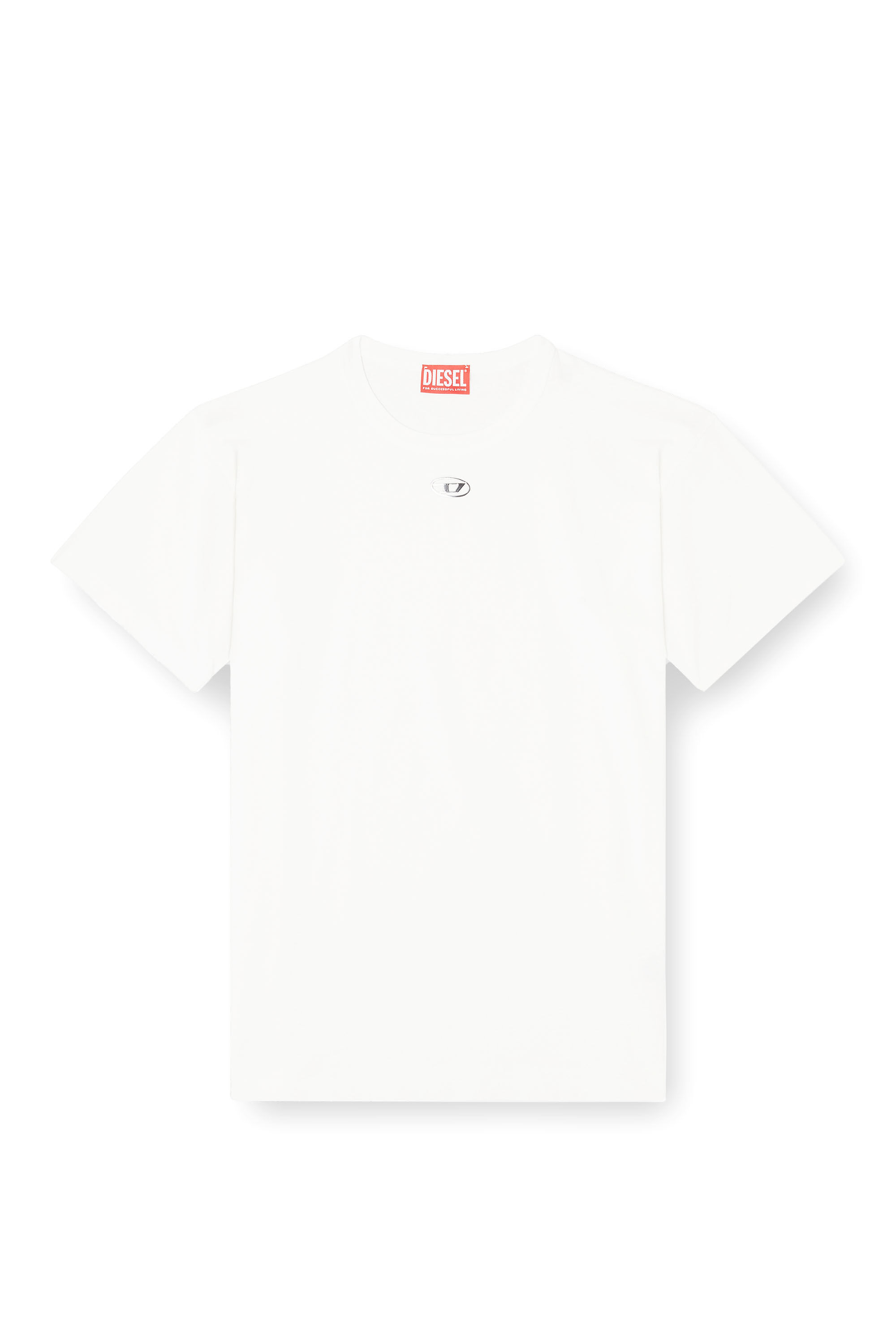 Diesel - T-NORMY-OD-S1, Damen Baumwoll-T-Shirt mit metallischem Oval D in Weiß - 2