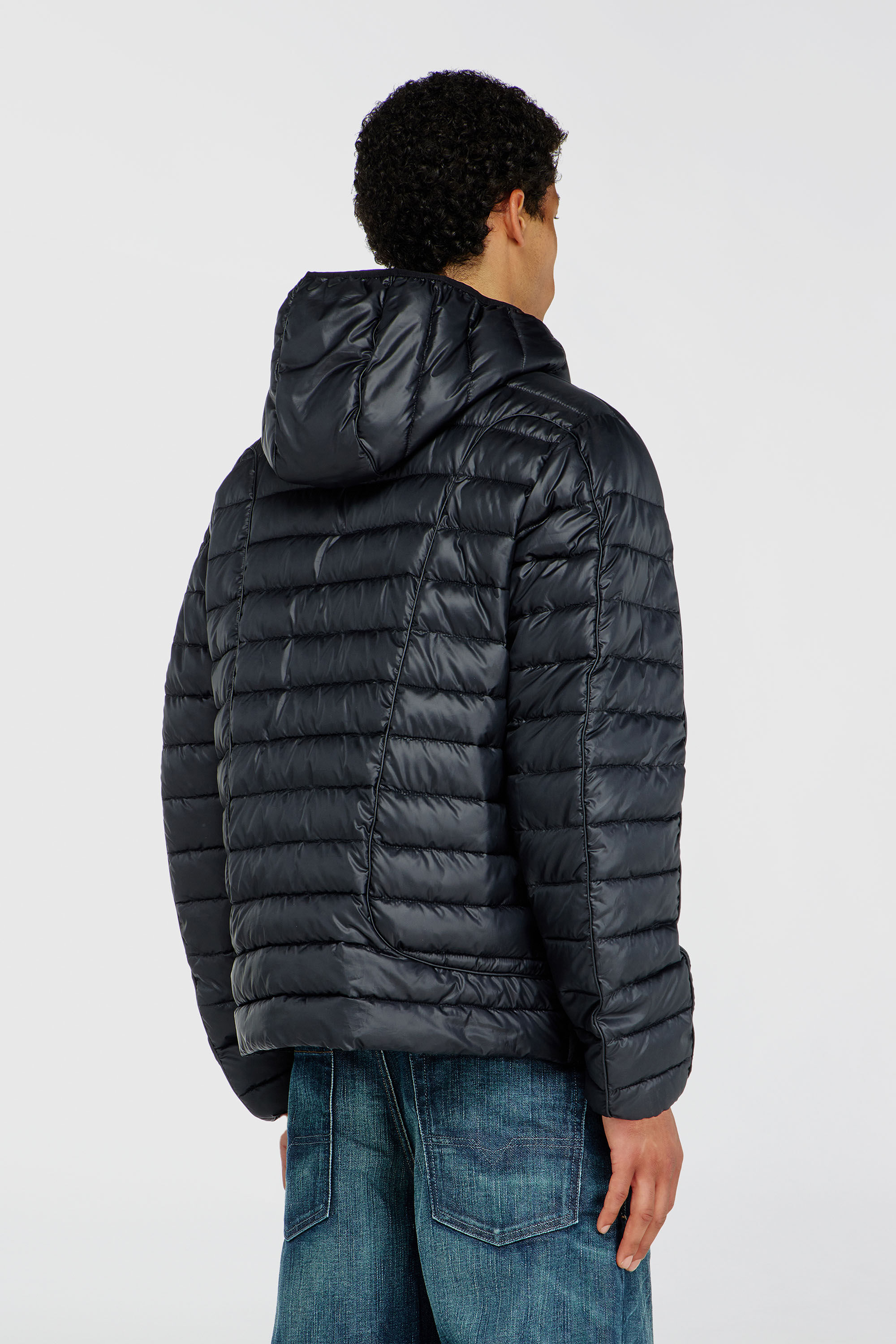 Diesel - W-STONE-WRD, Herren Steppjacke mit tonalen Paspeln in Schwarz - 4