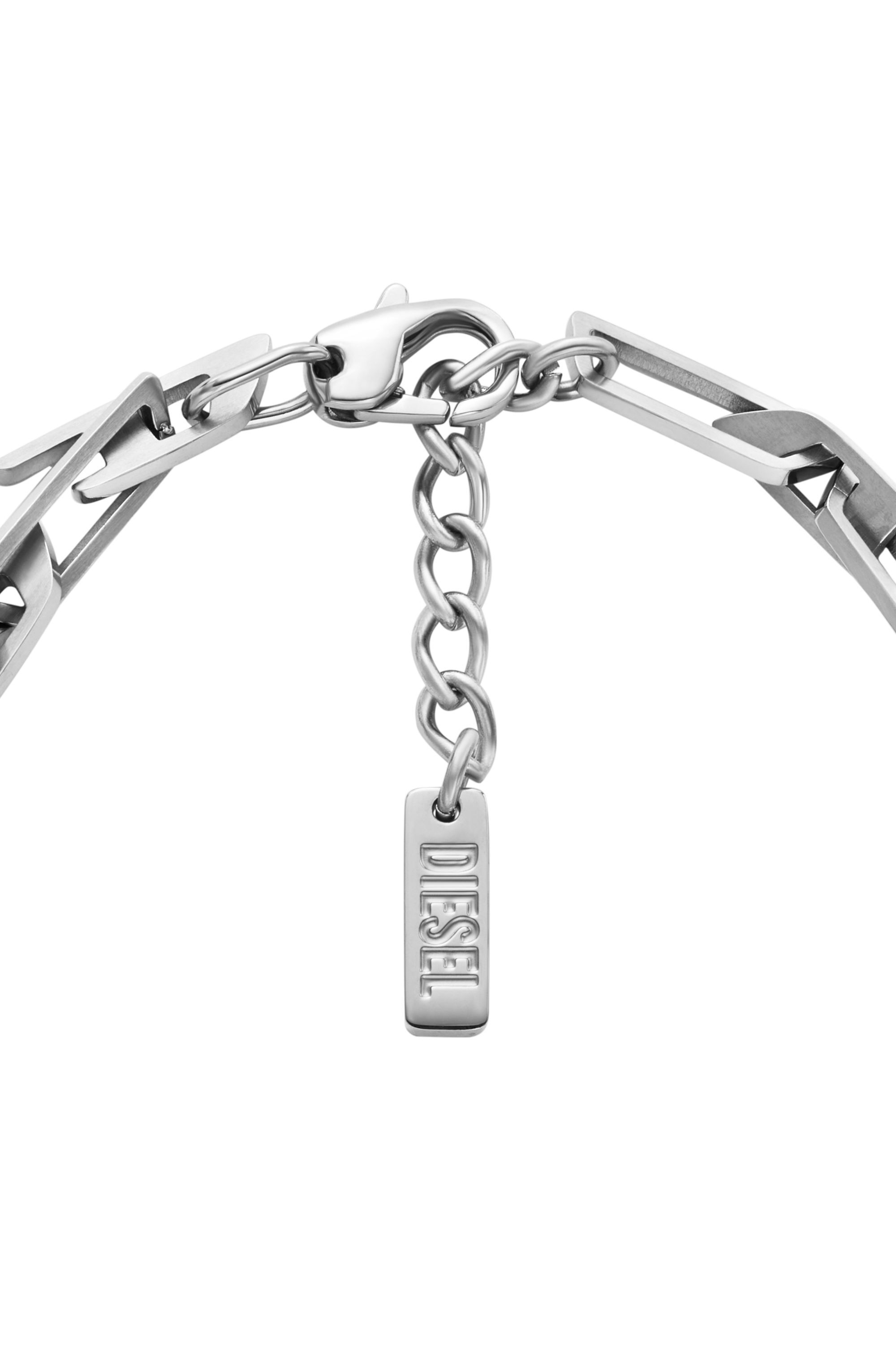 Diesel - DX1536040, Unisex Kettenarmband mit eingefasstem D-Logo aus Edelstahl in Silber - 2