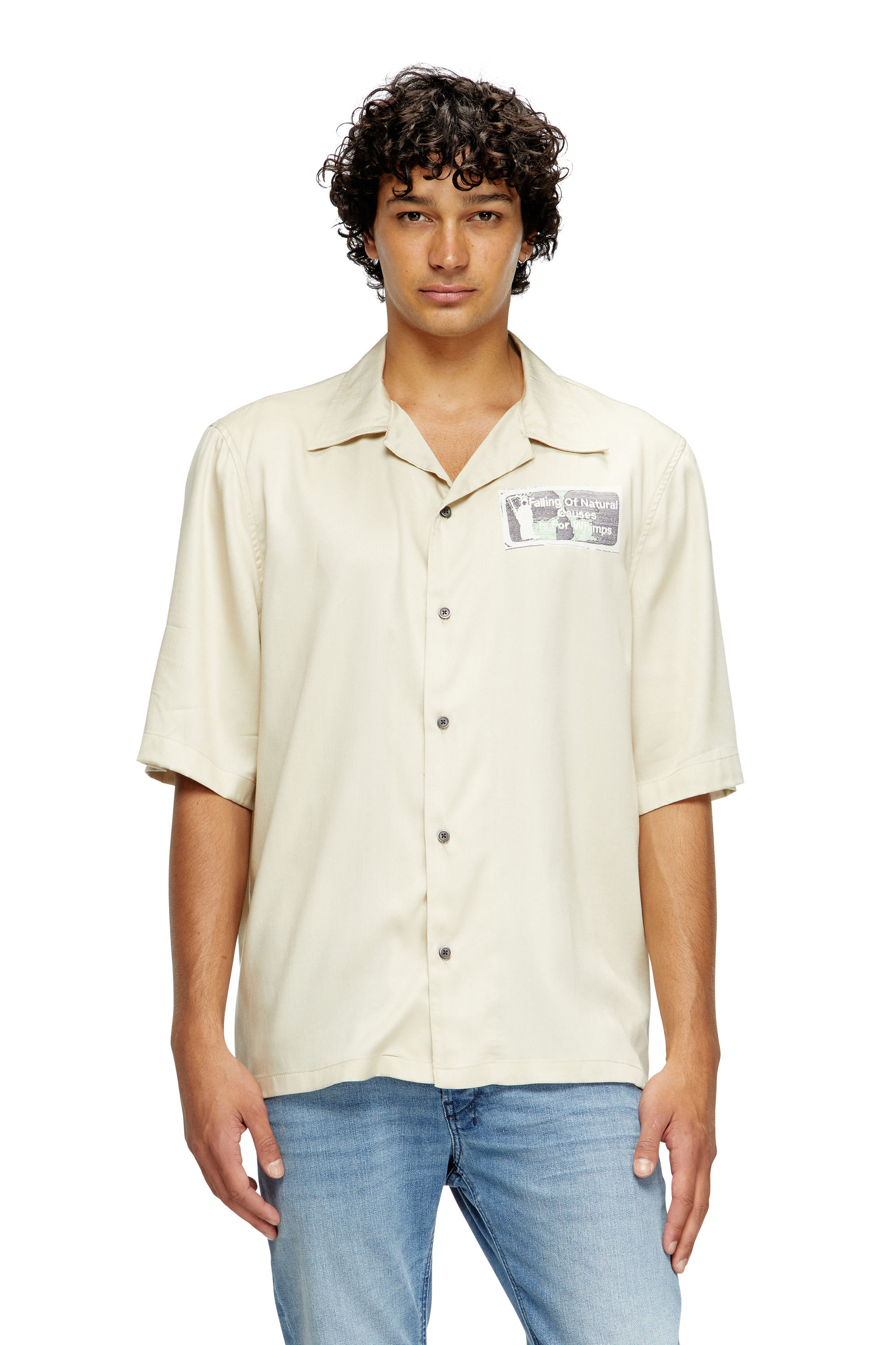 Diesel - S-BRACK-B-EPBR, Herren Hemd aus TENCEL™ mit Strass-Grafik in null - 3