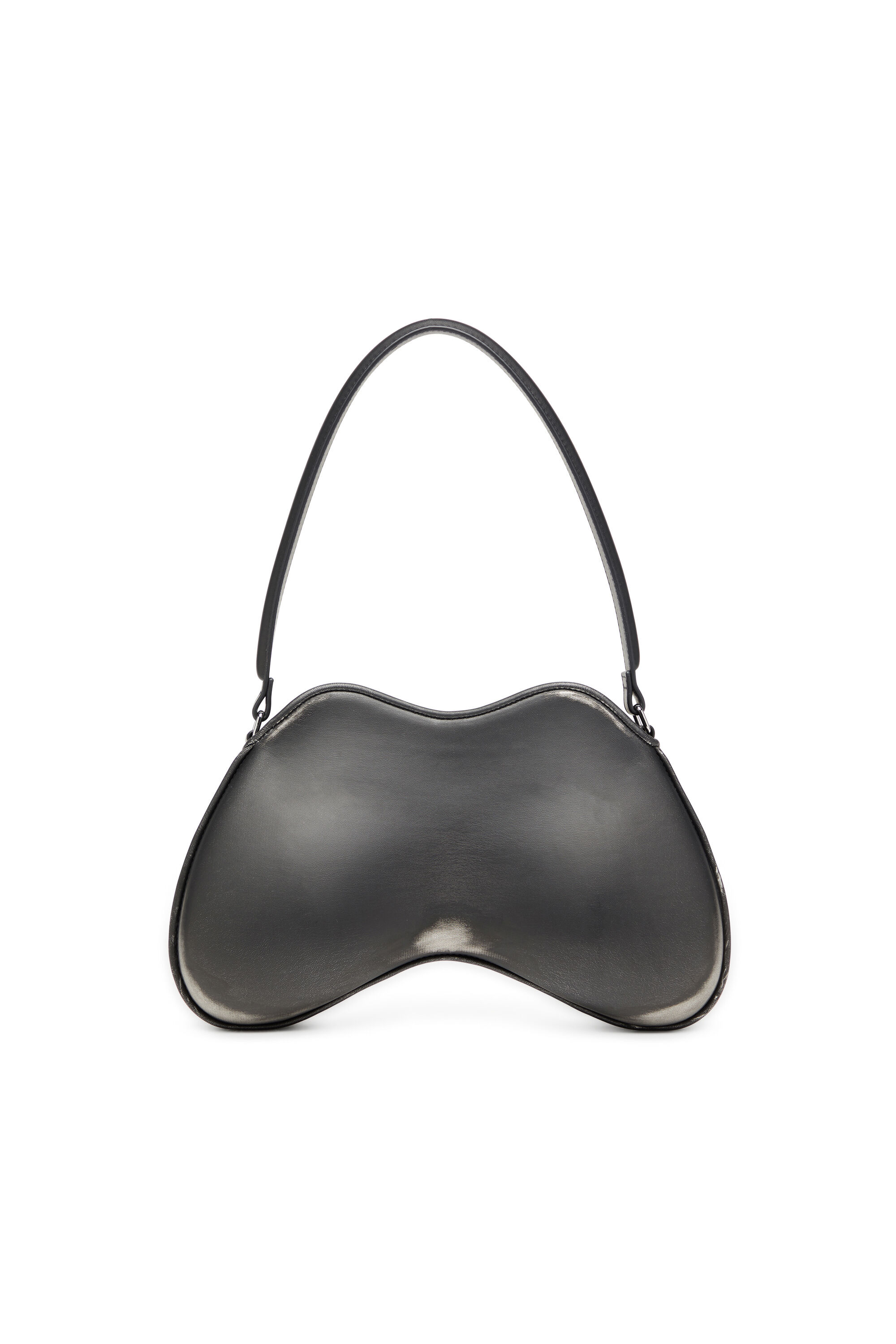 Diesel - DOUBLE-D SHOULDER, Damen Double-D-Feste Schultertasche aus gebürstetem PU in Schwarz/Silber - 3