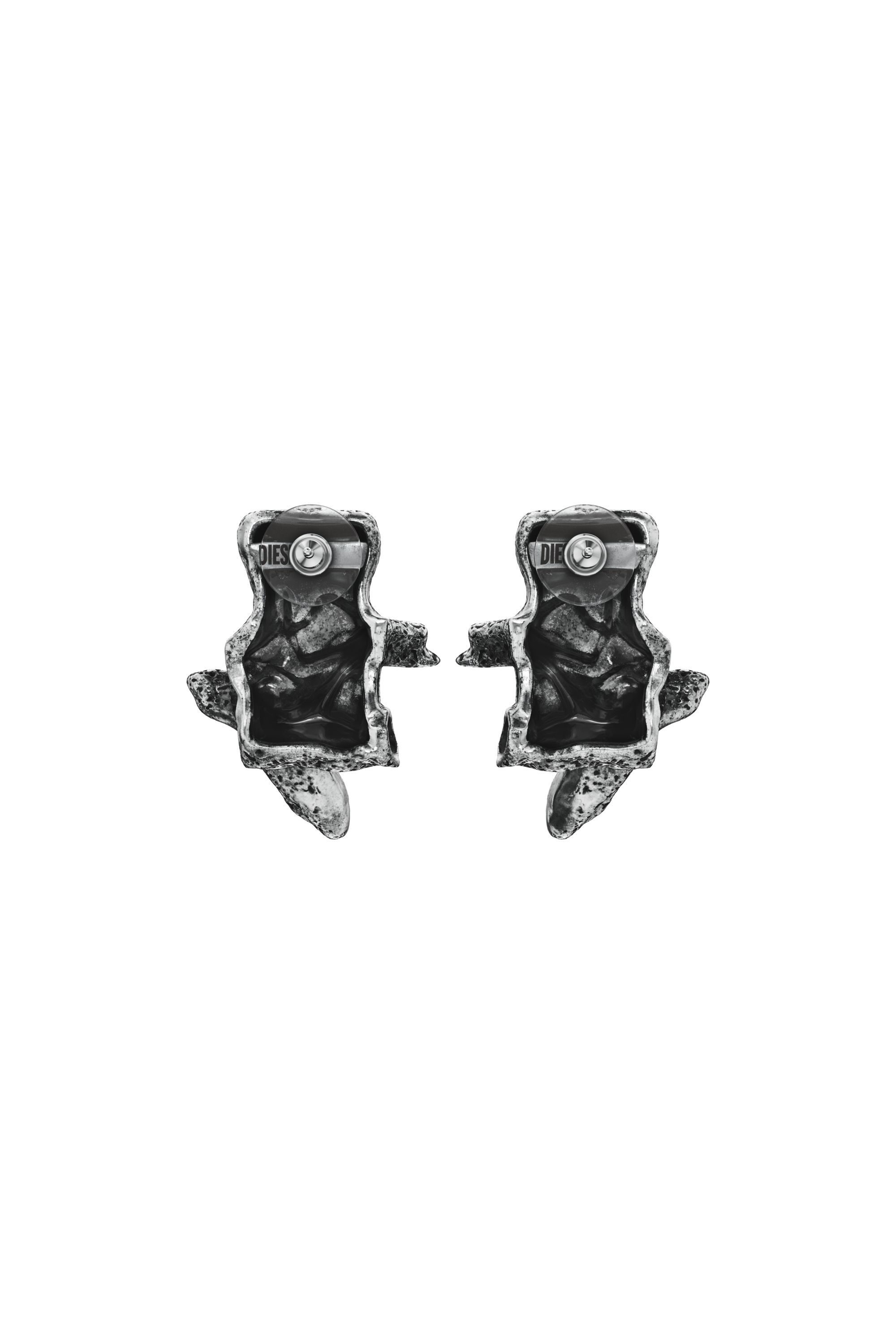 Diesel - DX1710040 JEWELLERY, Unisex Ohrstecker in silberfarben mit Nieten in Dunkelgrau - 3