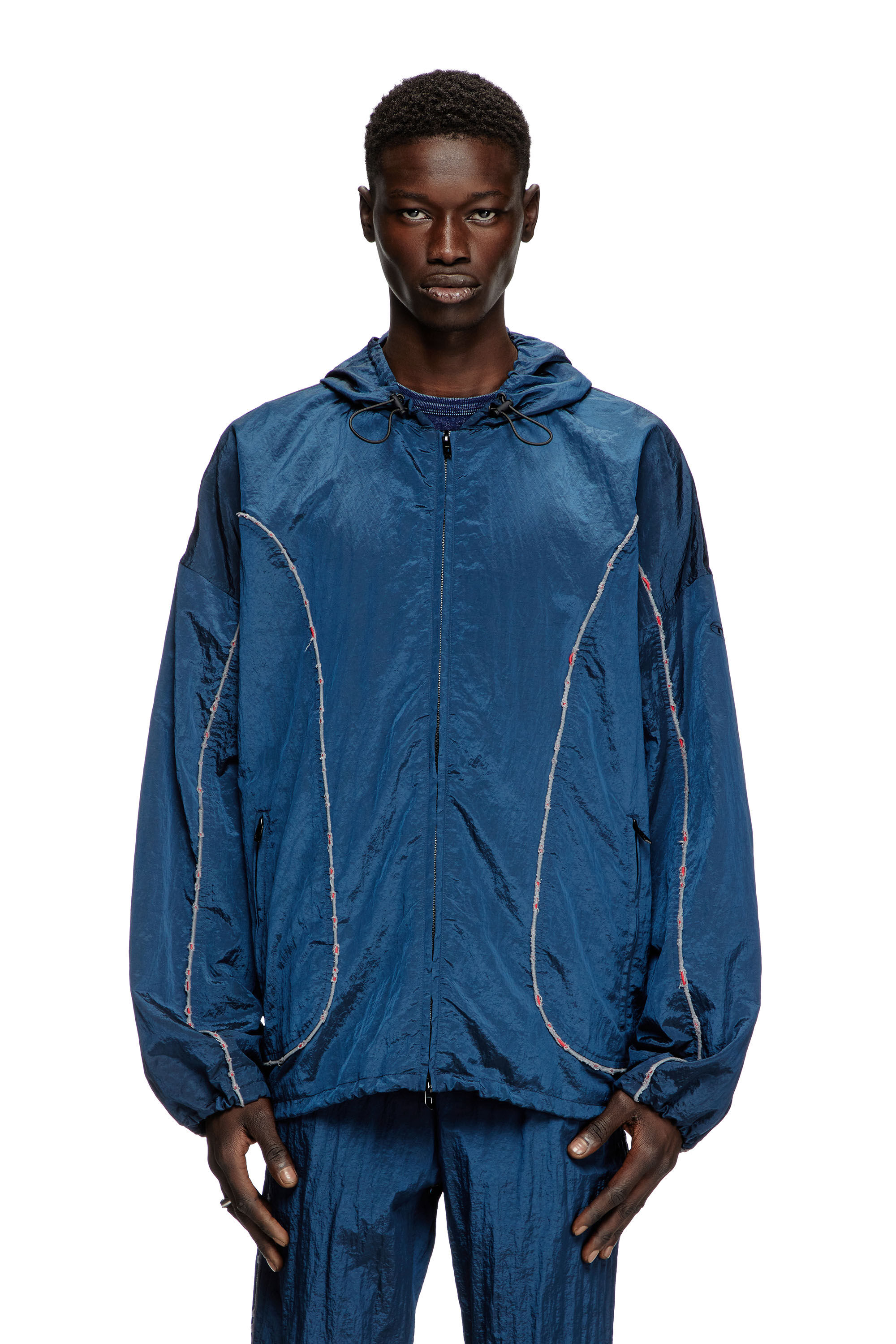 Diesel - J-ANTHEIT, Herren Windjacke mit Destroyed-Paspelierung in Blau - 3