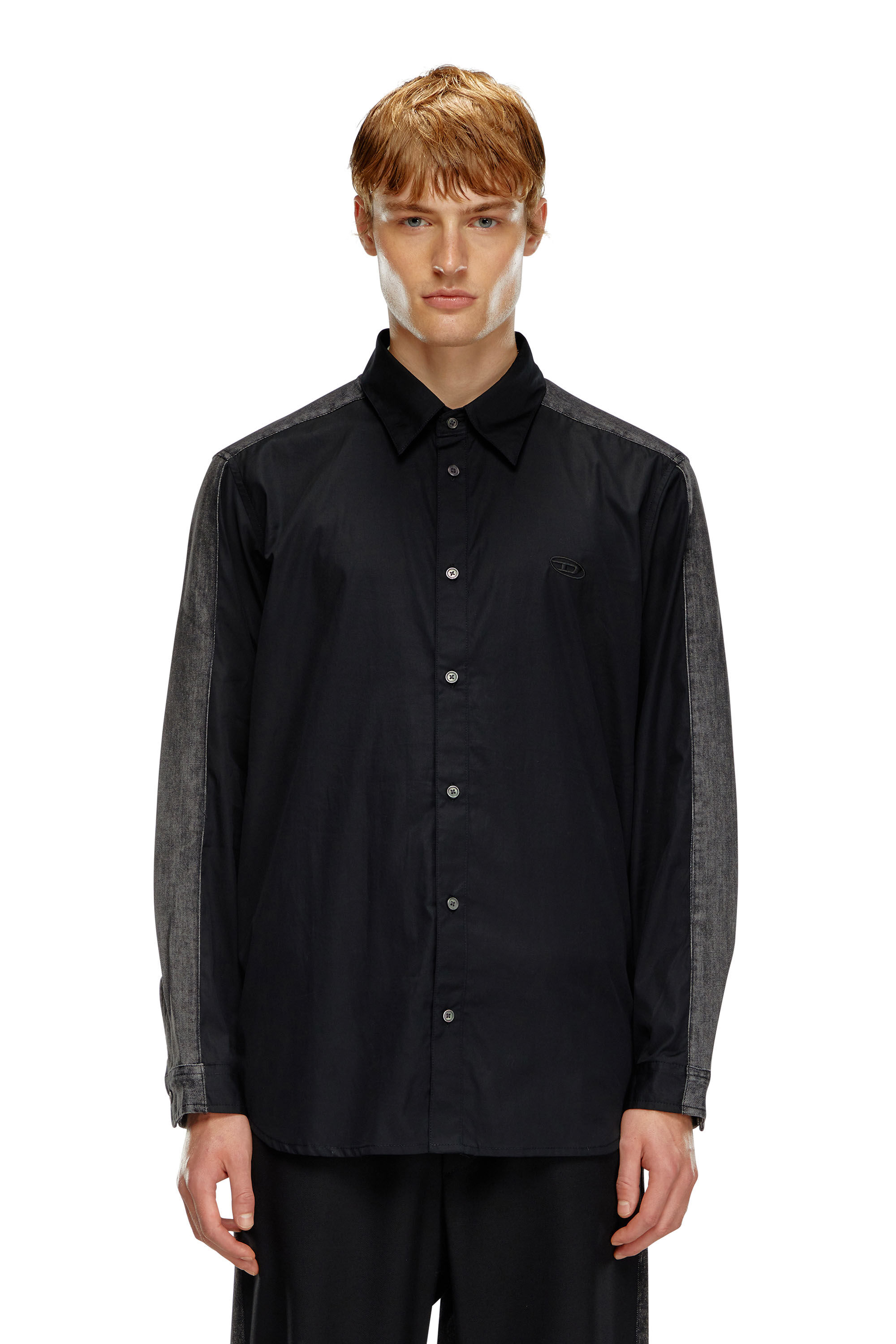 Diesel - S-SIMPLY-DNM, Man Shirt in cotton poplin and denim in Multicolor - Image 3