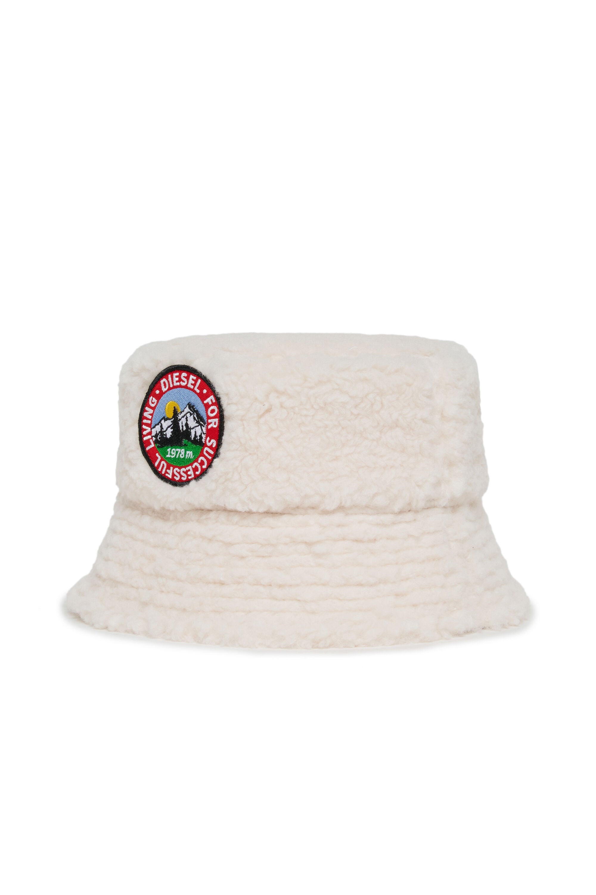 Diesel - FBONT, Unisex Bucket Hat aus weichem Pl&uuml;schstoff in Wei&szlig; - 1