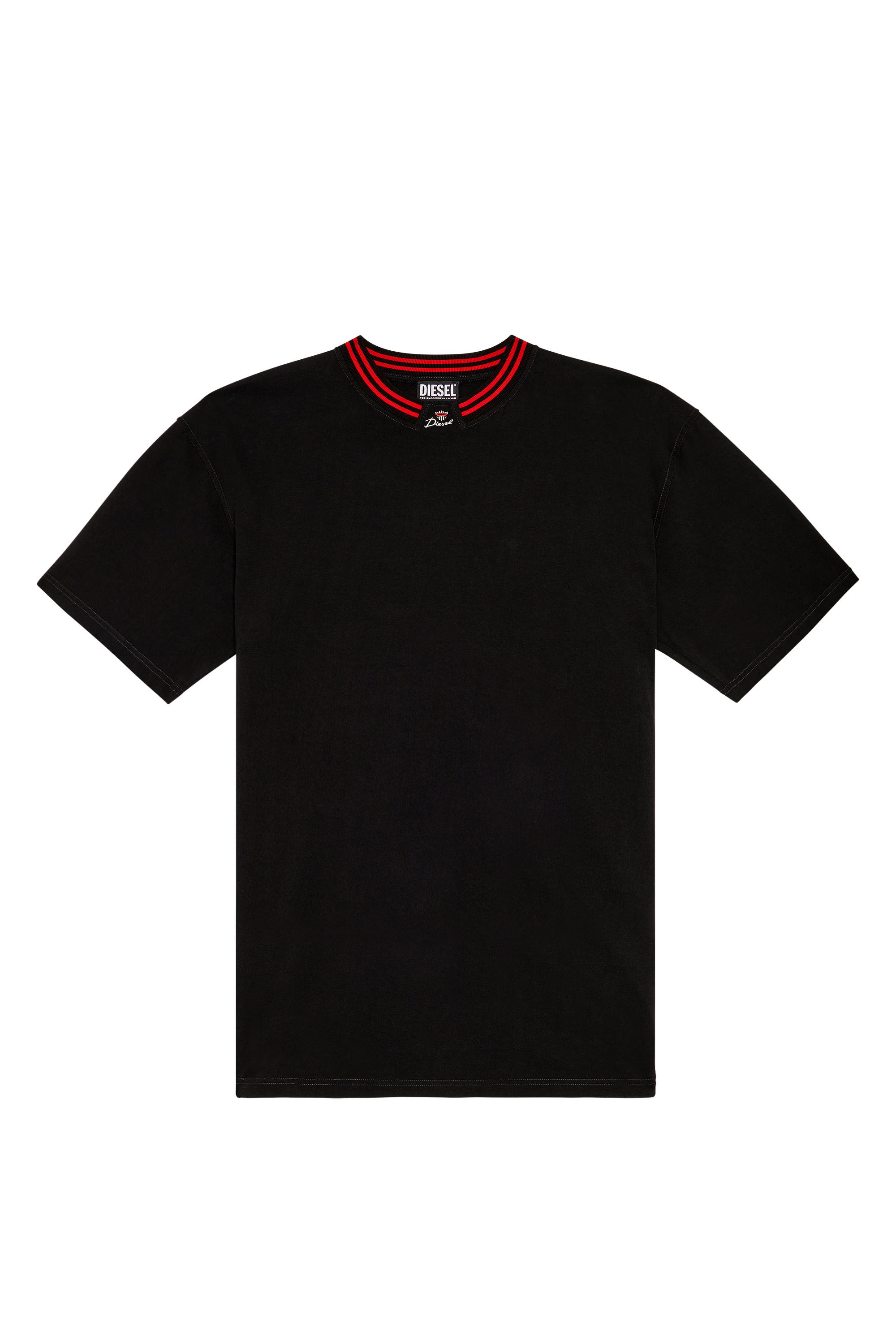 Diesel - T-KROWN, Herren T-Shirt mit Logo-Kragen in Schwarz - 2