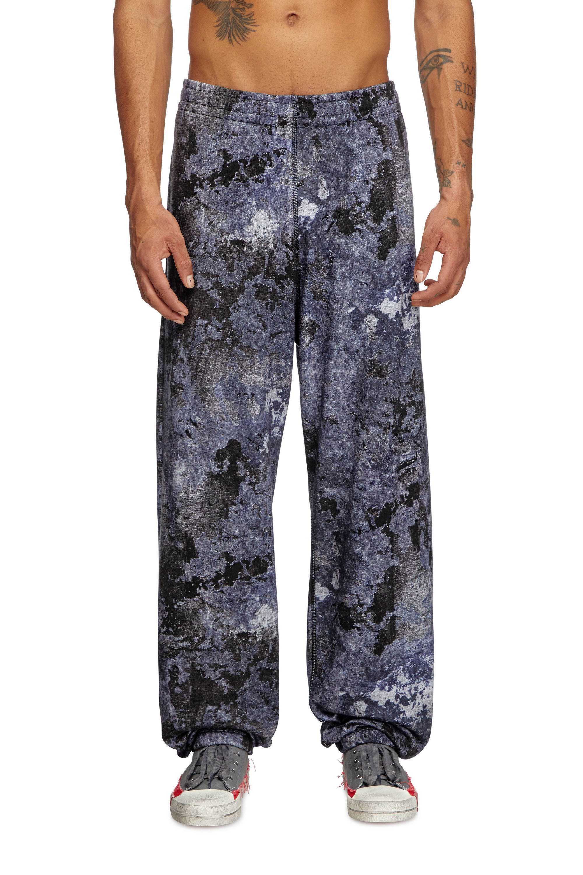 Diesel - P-MARKY-R2, Herren Sweathose mit Marmor-Waschung in Blau - 3