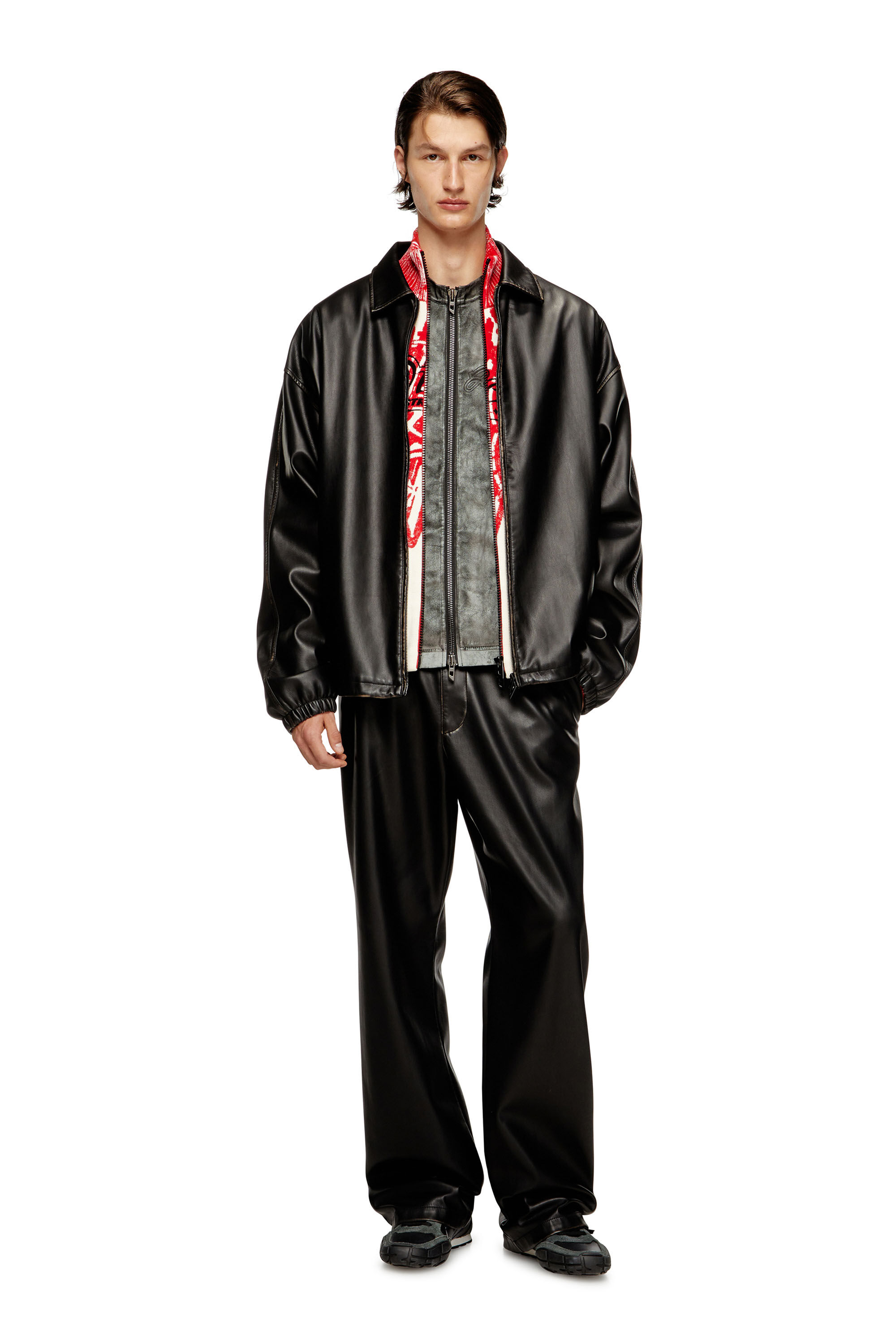 Diesel - J-AKE, Unisex Jacke aus behandeltem technischem Gewebe in Schwarz - 1