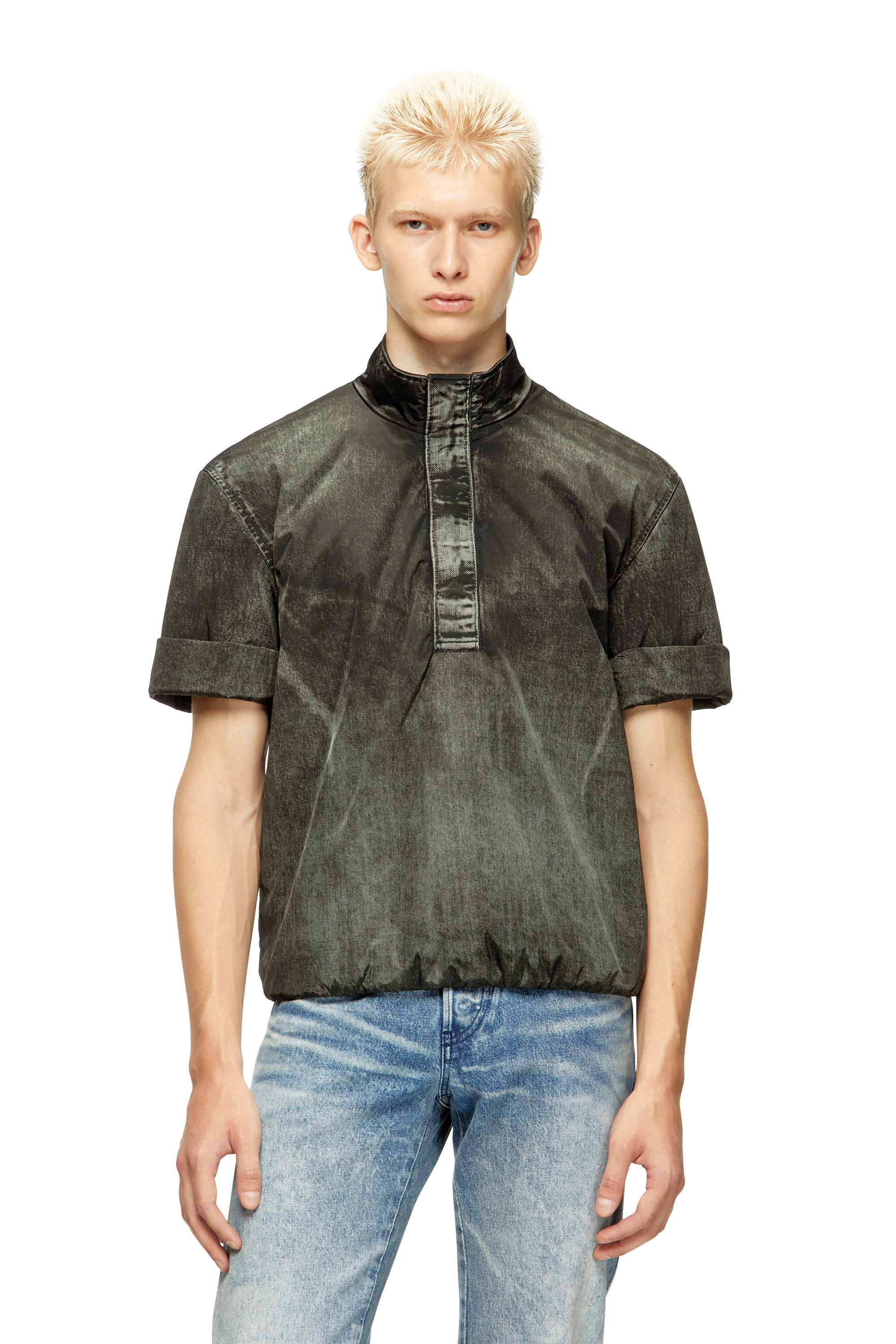Diesel - J-VALOIS, Herren Kurzarm-Jacke aus Nylon mit Denim-Effekt in Schwarz - 3