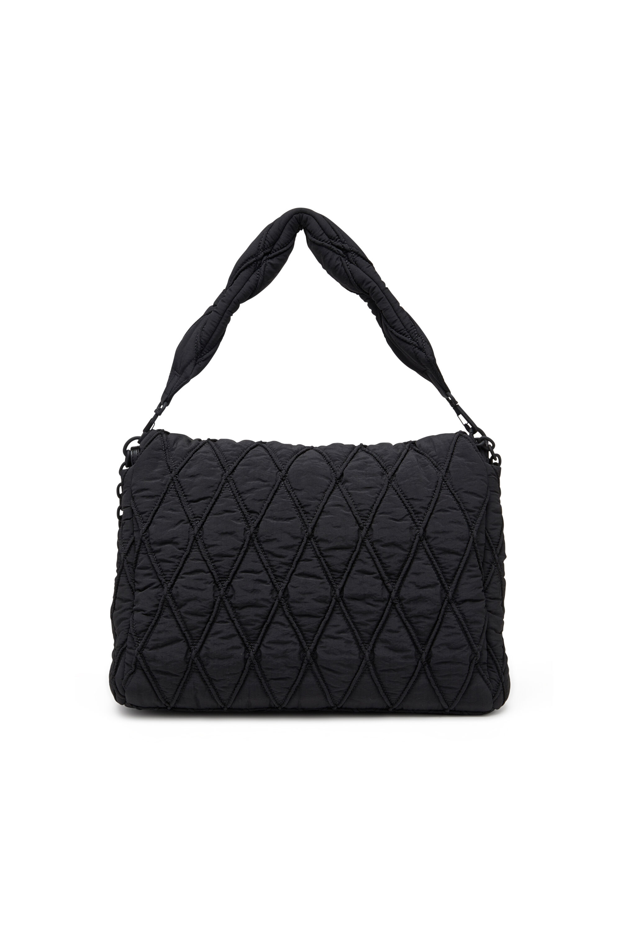 Diesel - CHARM-D SHOULDER L, Damen Schultertasche aus gestepptem gewaschenem Nylon in Schwarz - 3