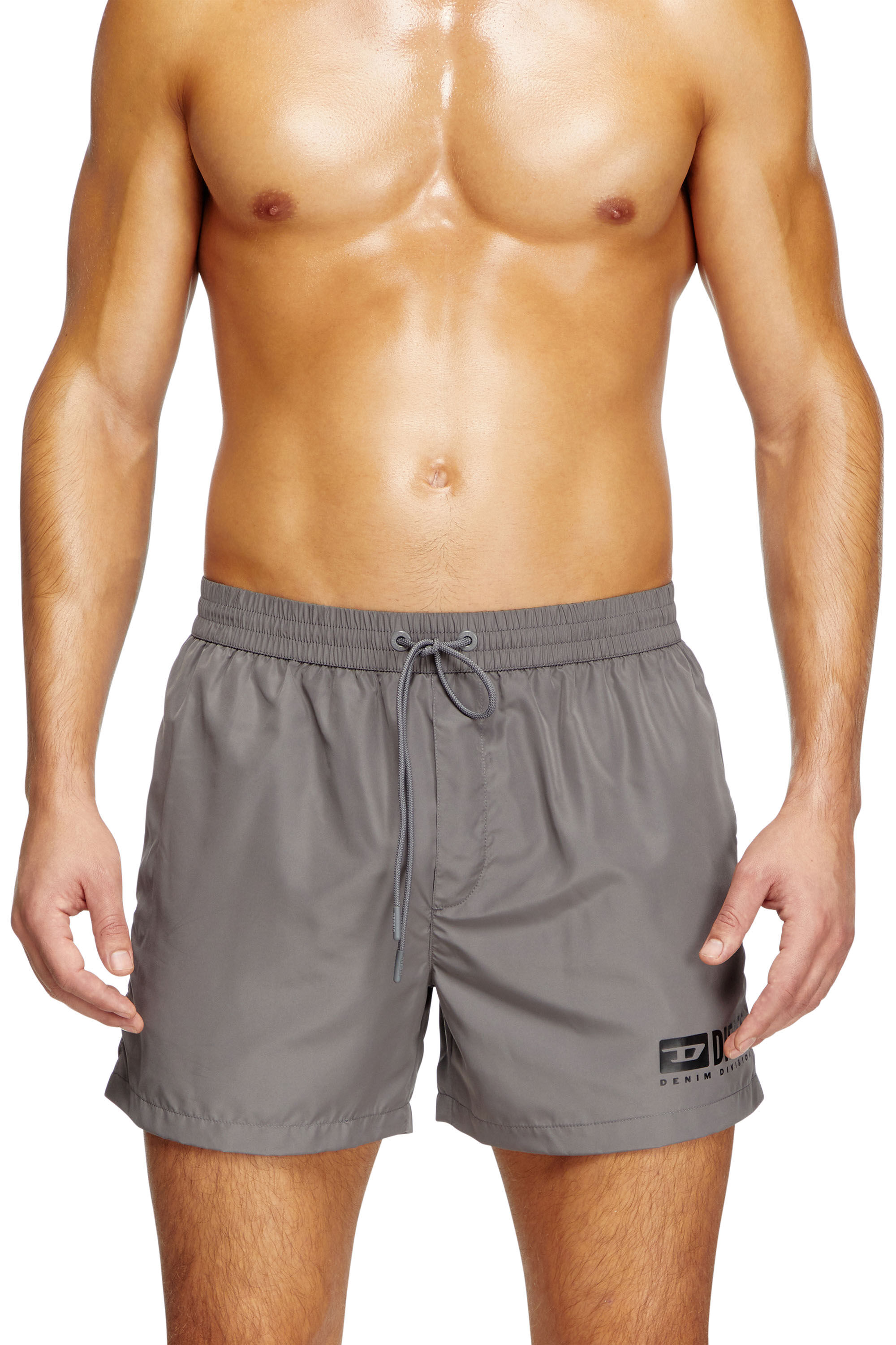 Diesel - KEN-37-D-BOX, Herren Mittellange Badeshorts mit Logo-Print in Grau - 1