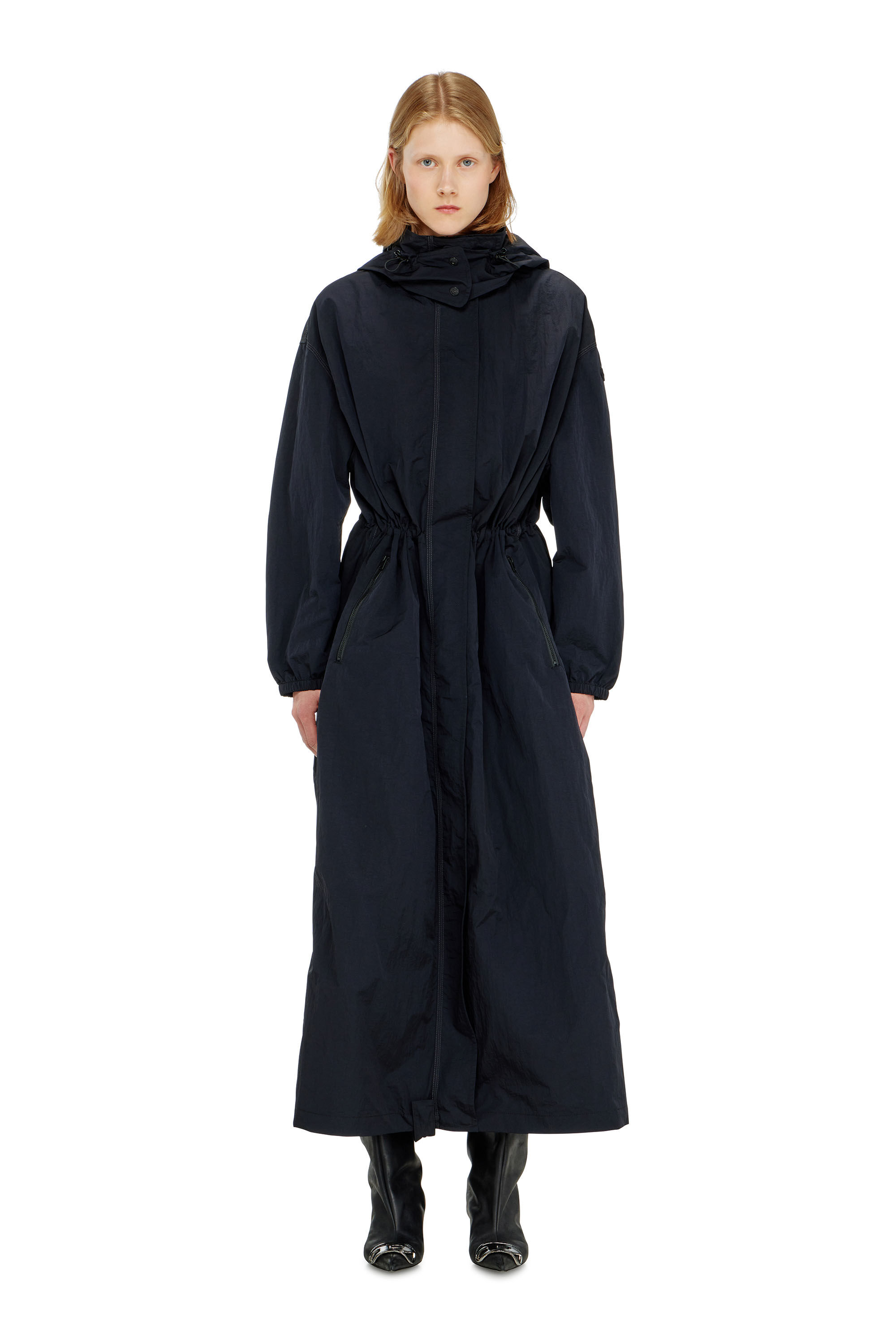 Diesel - G-ASTER-T1, Damen Nylon-Trenchcoat mit abnehmbarer Kapuze in Mitternachtsblau - 1