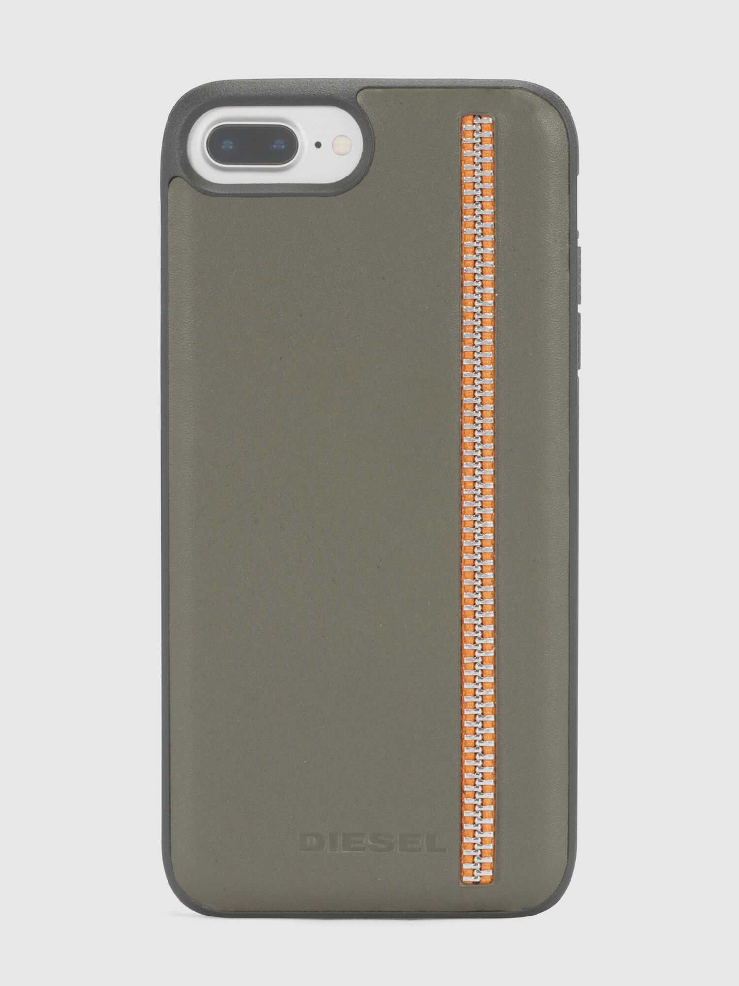 Diesel - ZIP OLIVE LEATHER IPHONE 8/7/6s/6 CASE, Unisex Schutzhülle aus olivgrünem Leder mit Reißverschlussdetail, iPhone 8/7/6s/6 in Olivgrün - 2