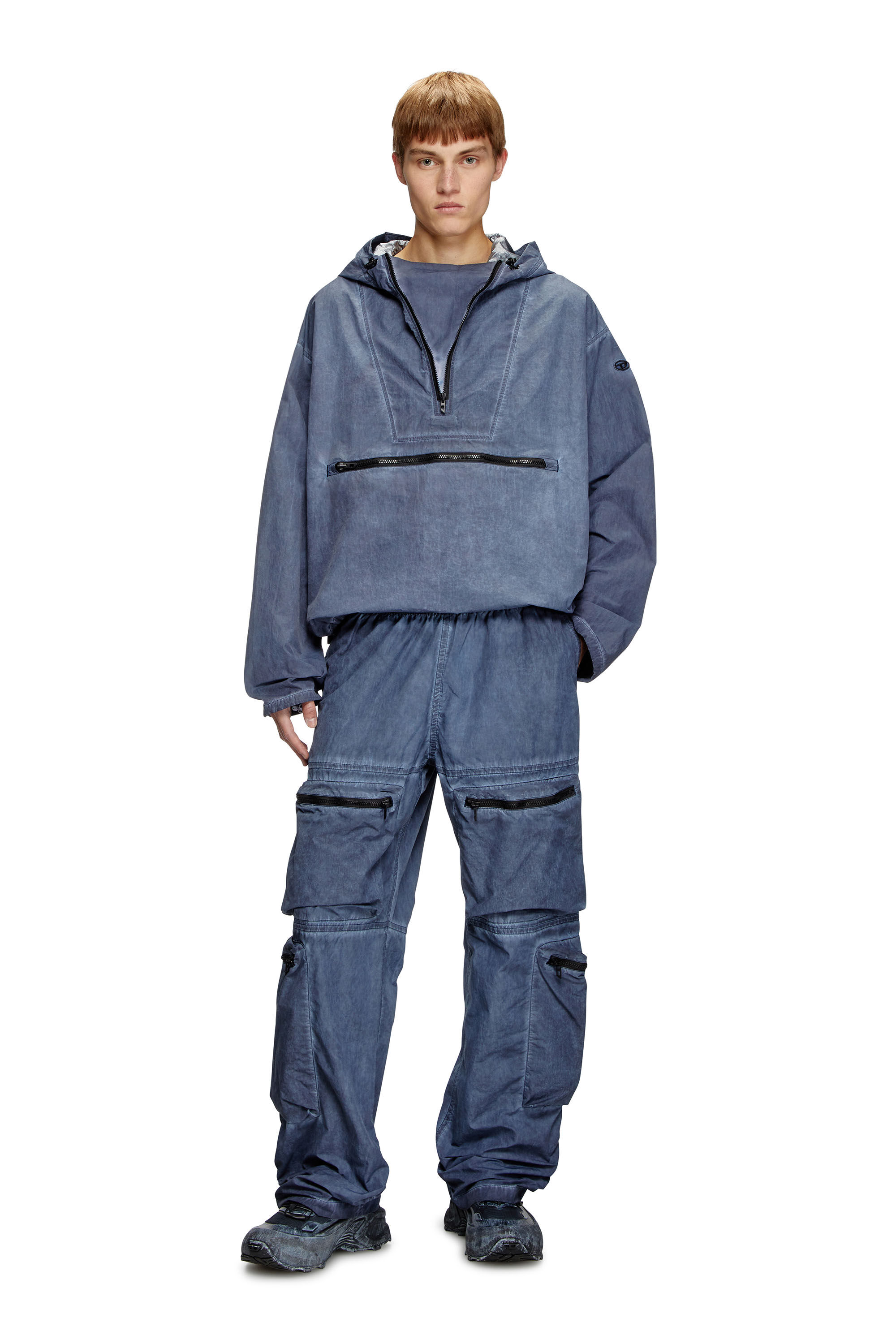 Diesel - J-NOODE-A, Herren Anorak mit Kapuze zum Verstauen in Blau - 1