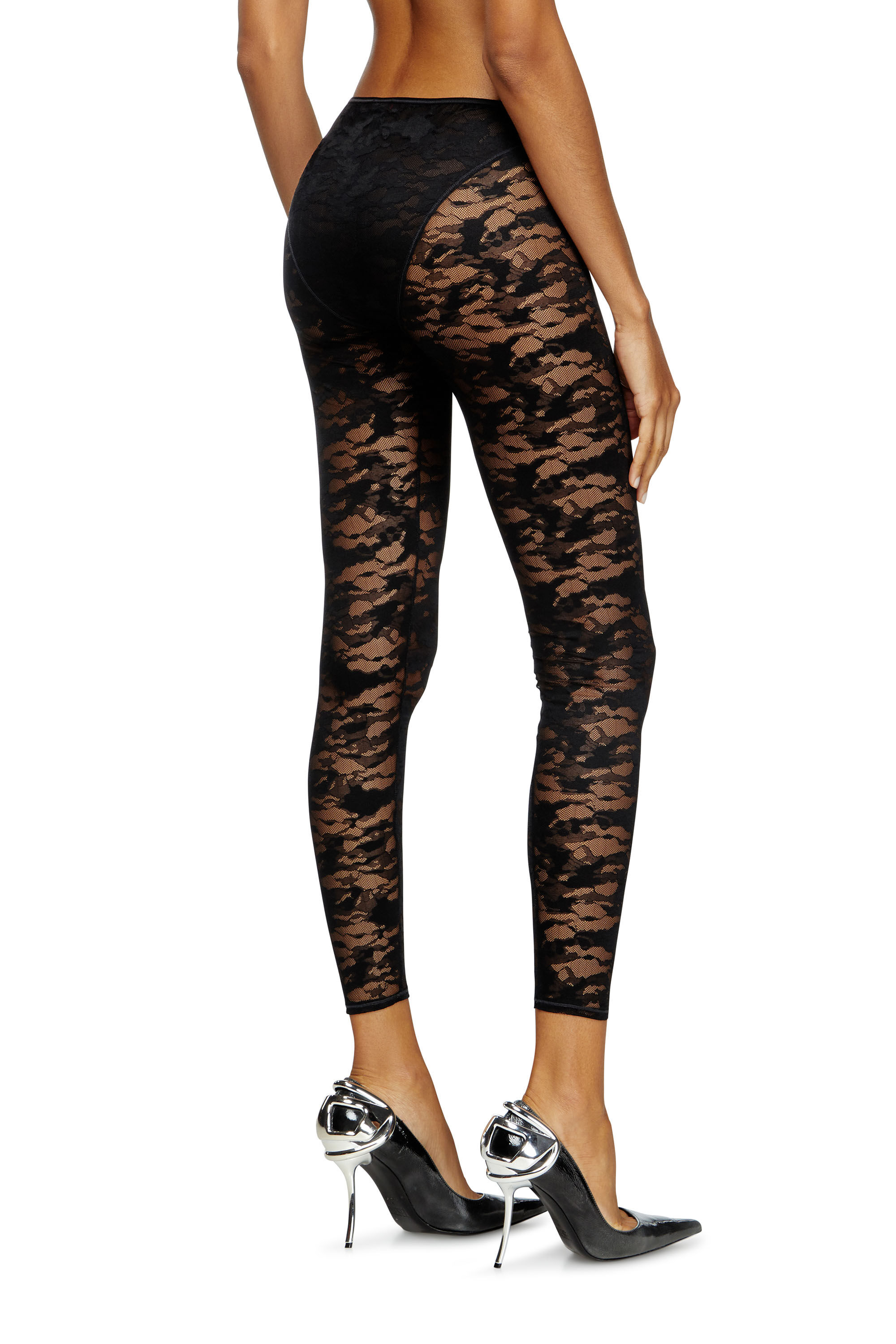 Diesel - CLAIRE-UTLT, Damen Leggings mit Camouflage-Spitze in Schwarz - 4