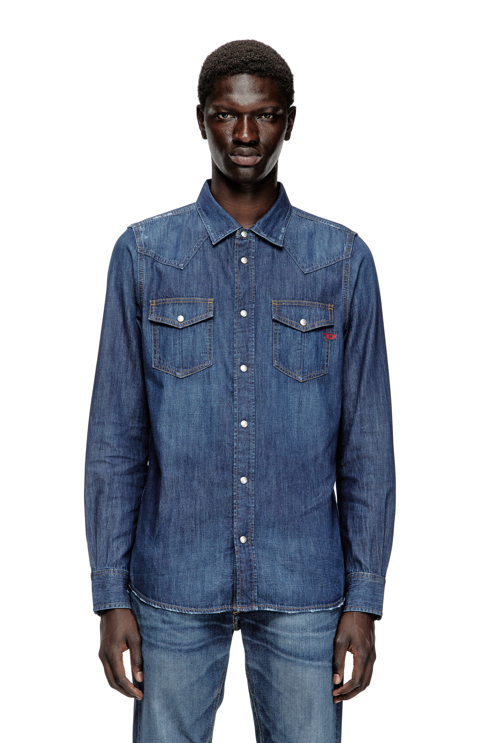 Diesel - D-VEGA, Herren Overshirt aus Denim in Dunkelblau - 3