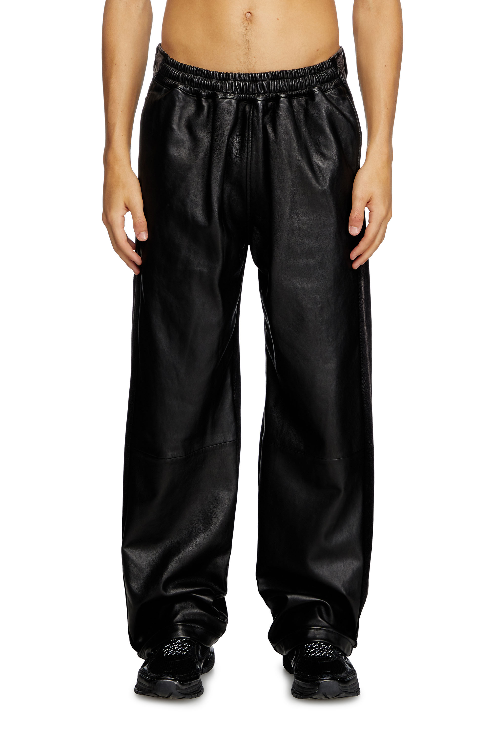 Diesel - P-OCHS, Herren Hybride Hose aus Denim und Leder in Schwarz - 3