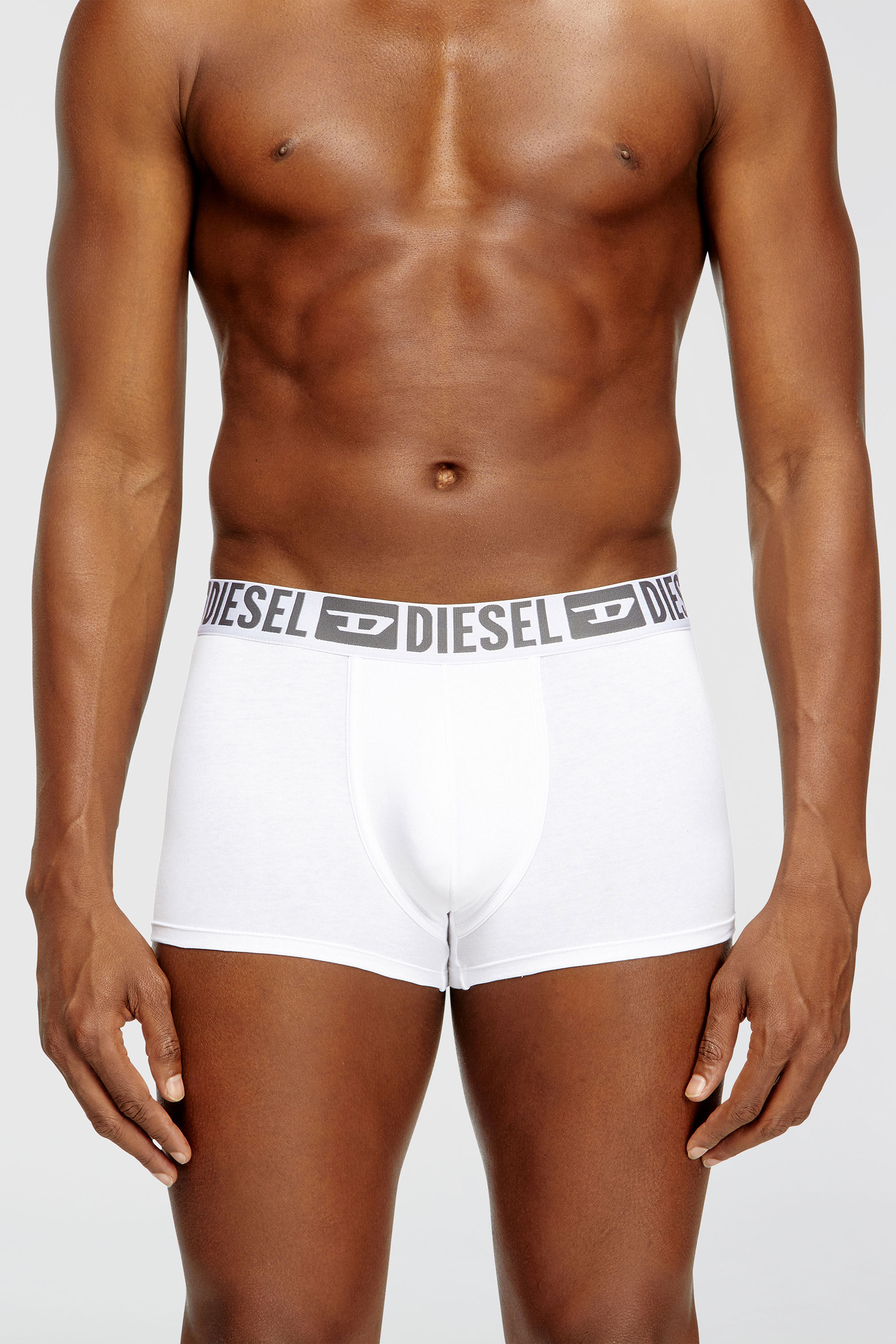 Diesel - MIKE-D-CORE-3PACK, Herren Boxershorts aus Baumwollstretch mit tonalem Bund im Dreierpack in Weiss/Schwarz - 3