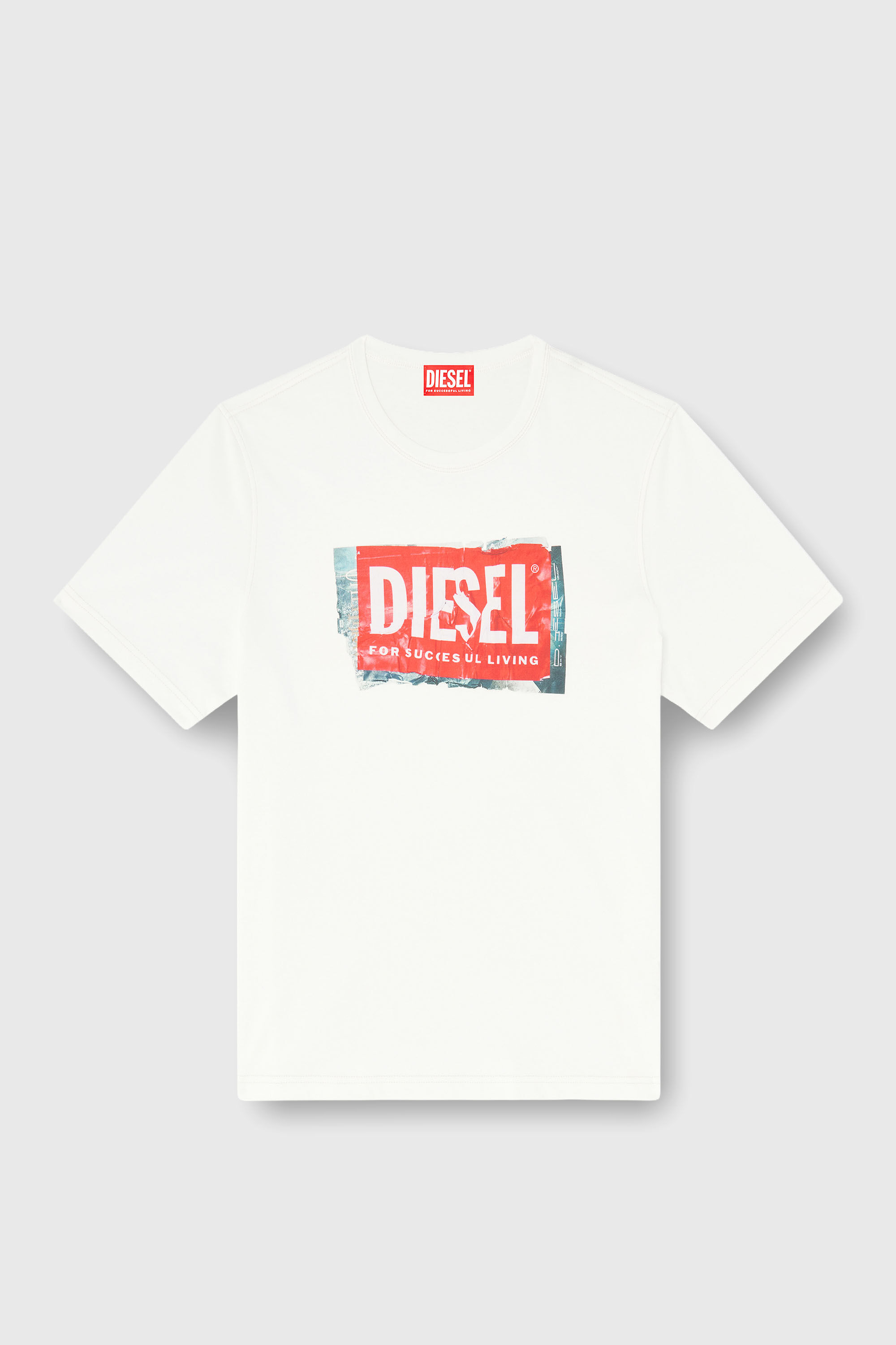 Diesel - T-ADJUST-Q6, Herren T-Shirt mit Logo in Knitter-Optik in Wei&szlig; - 2