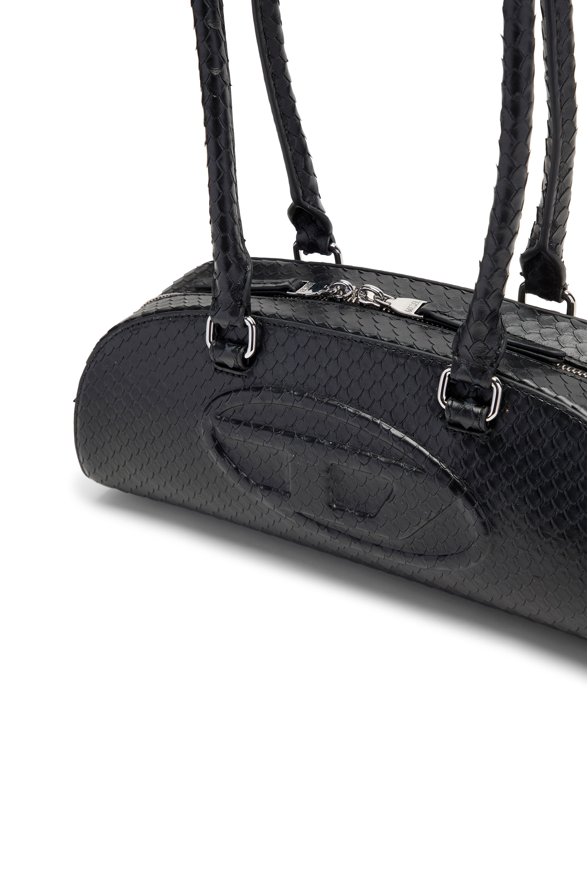 Diesel - 1DR DOME SHOULDER EW, Damen 1DR Dome-Langgezogene Bowlingtasche aus strukturiertem Leder in Schwarz - 3