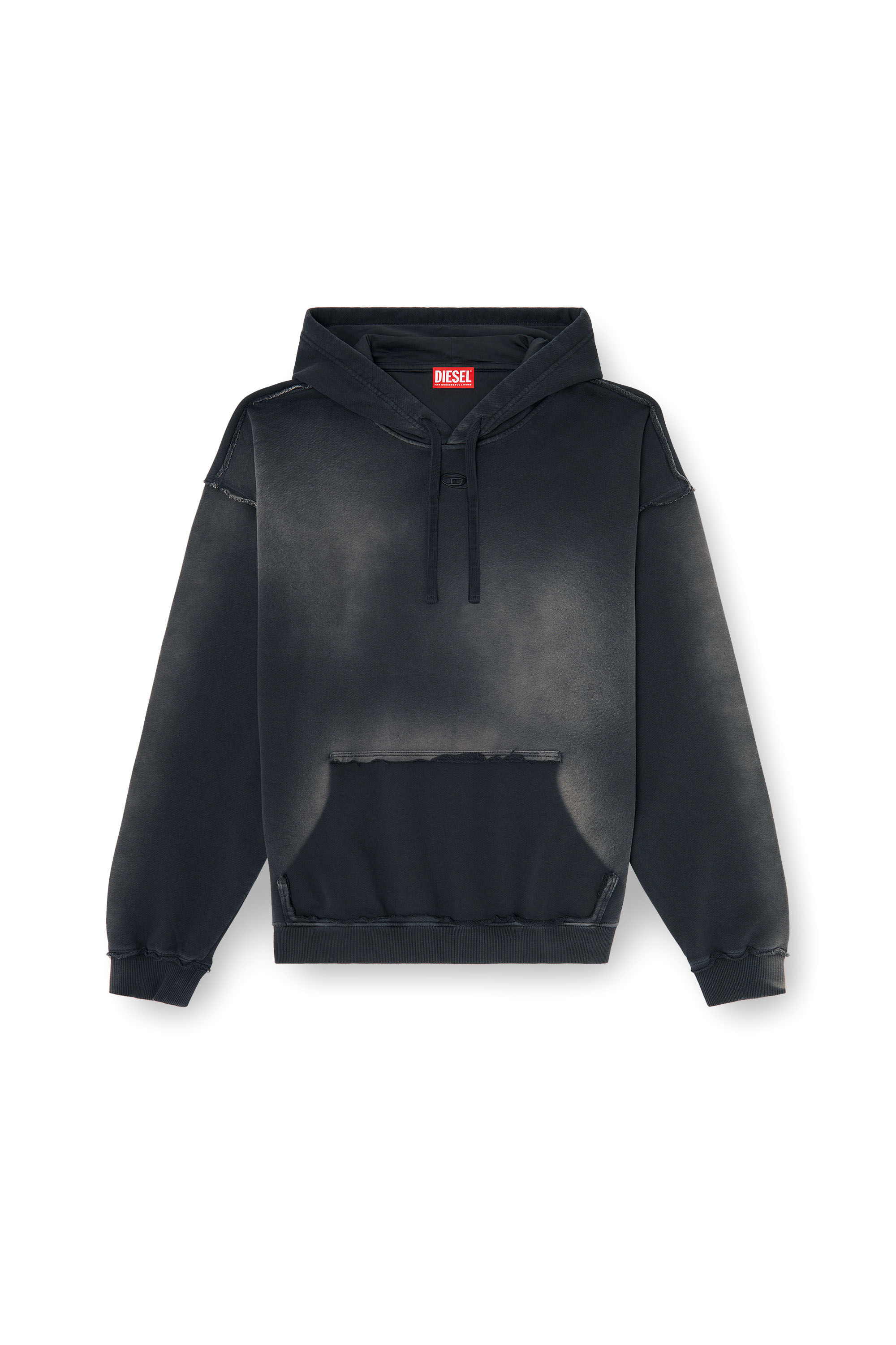 Diesel - S-POCK-HOOD, Herren Verblasster Baumwoll-Hoodie mit ausgefransten Details in null - 2
