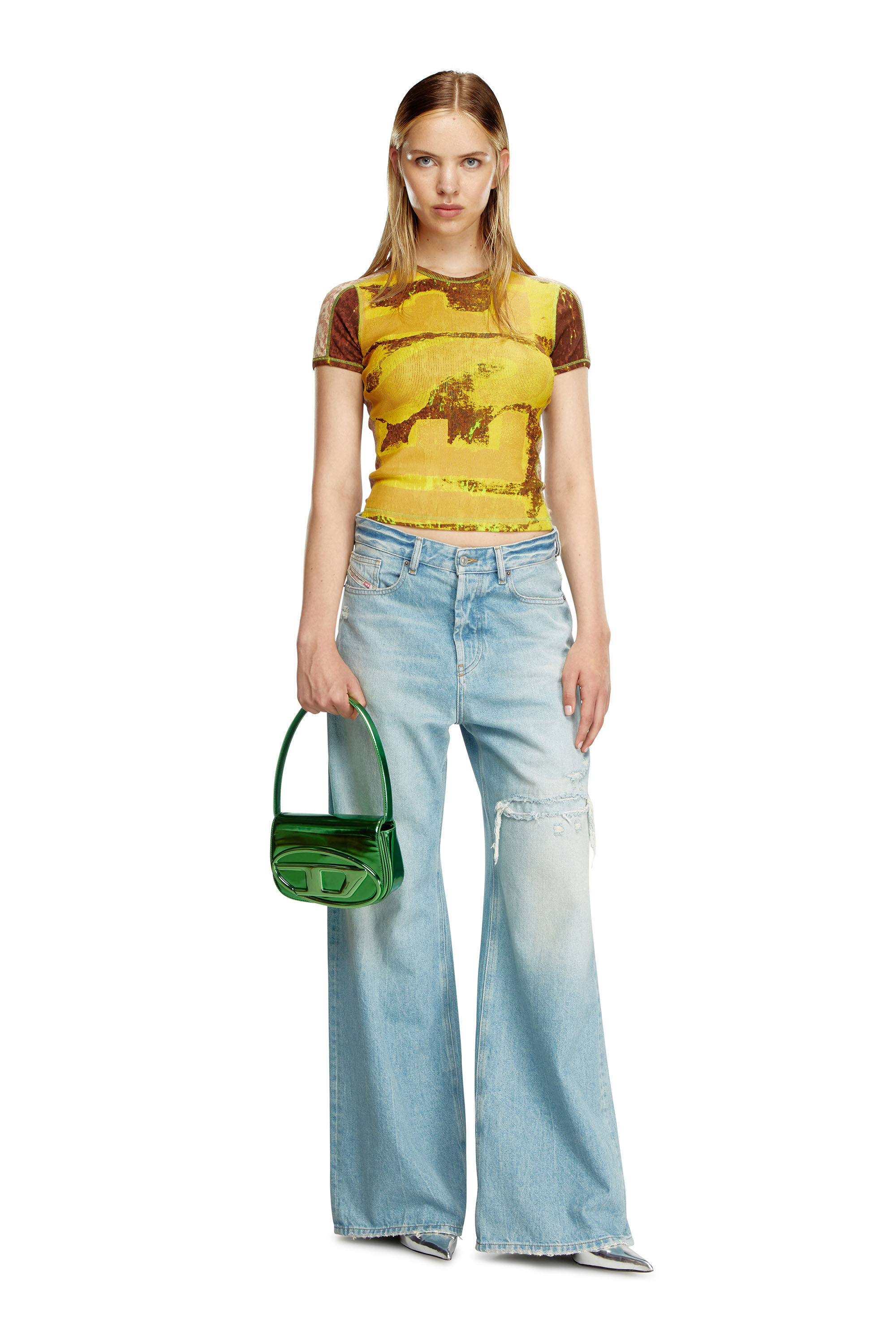 Diesel - 1DR, Damen 1DR-Ikonische Schultertasche aus Spiegel-Leder in Grün - 6