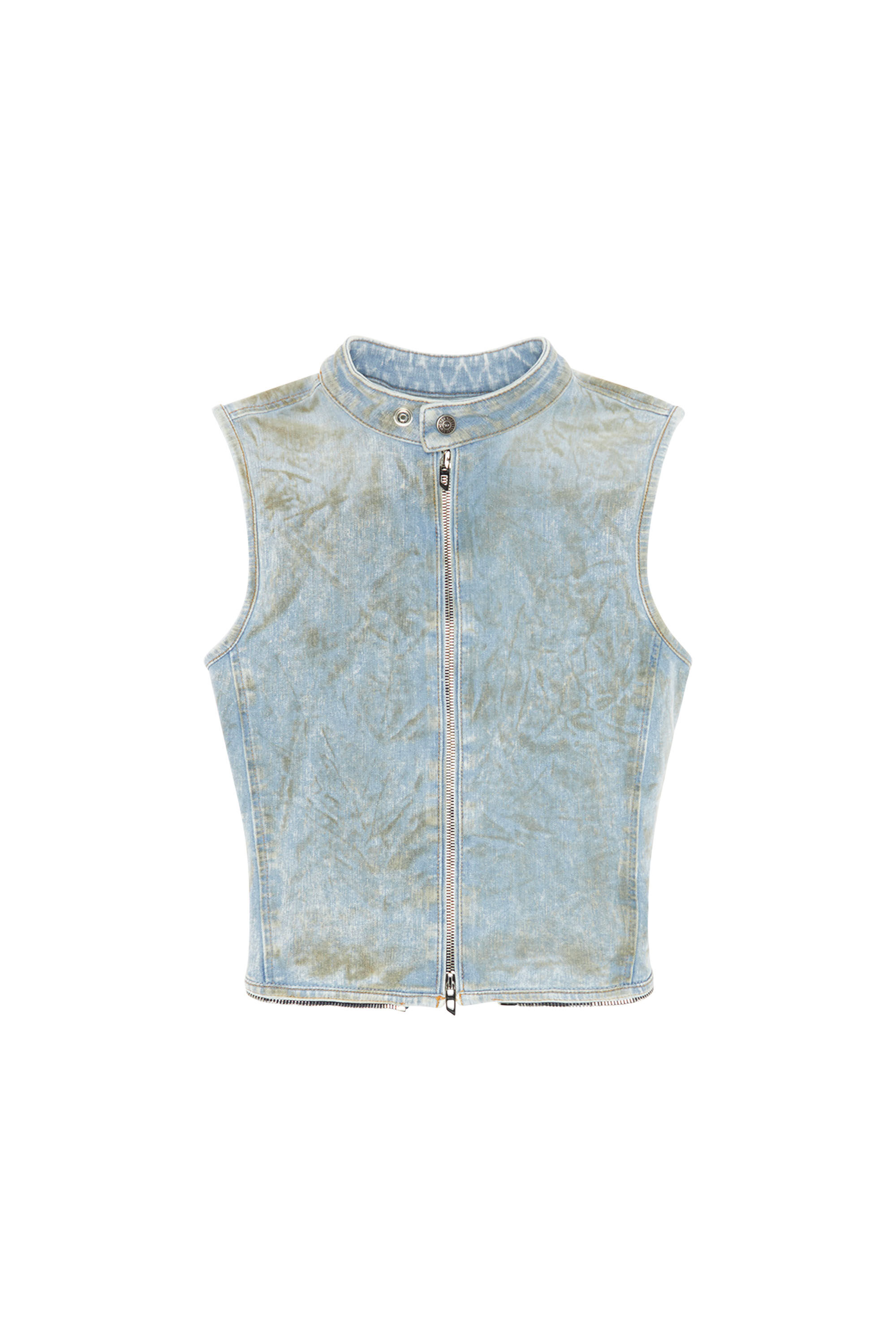 Women's Second-skin denim top with biker details | Blue | Diesel