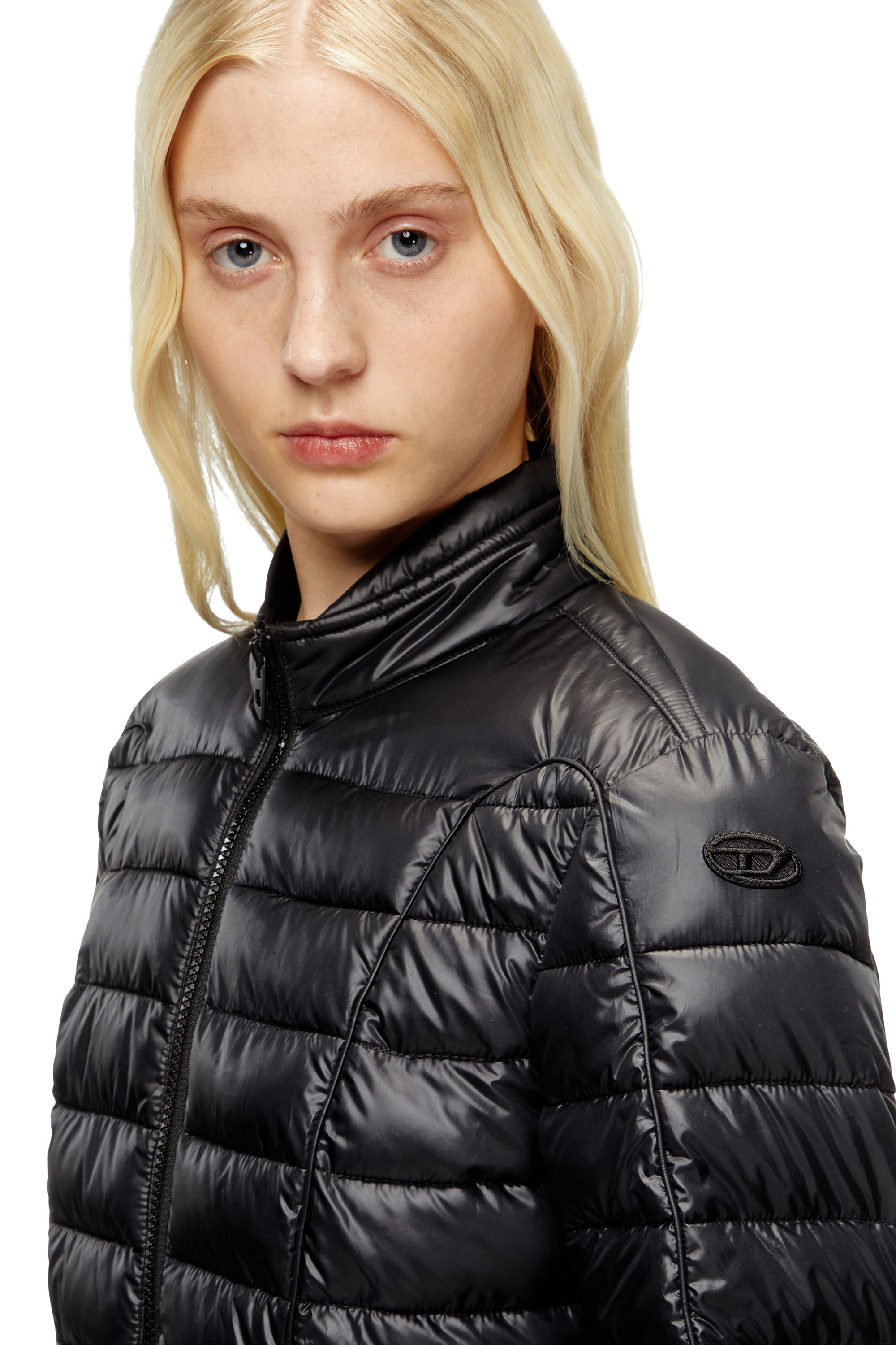 Diesel - W-PILOT-FEM, Damen Steppjacke mit Biker-Details in Schwarz - 5