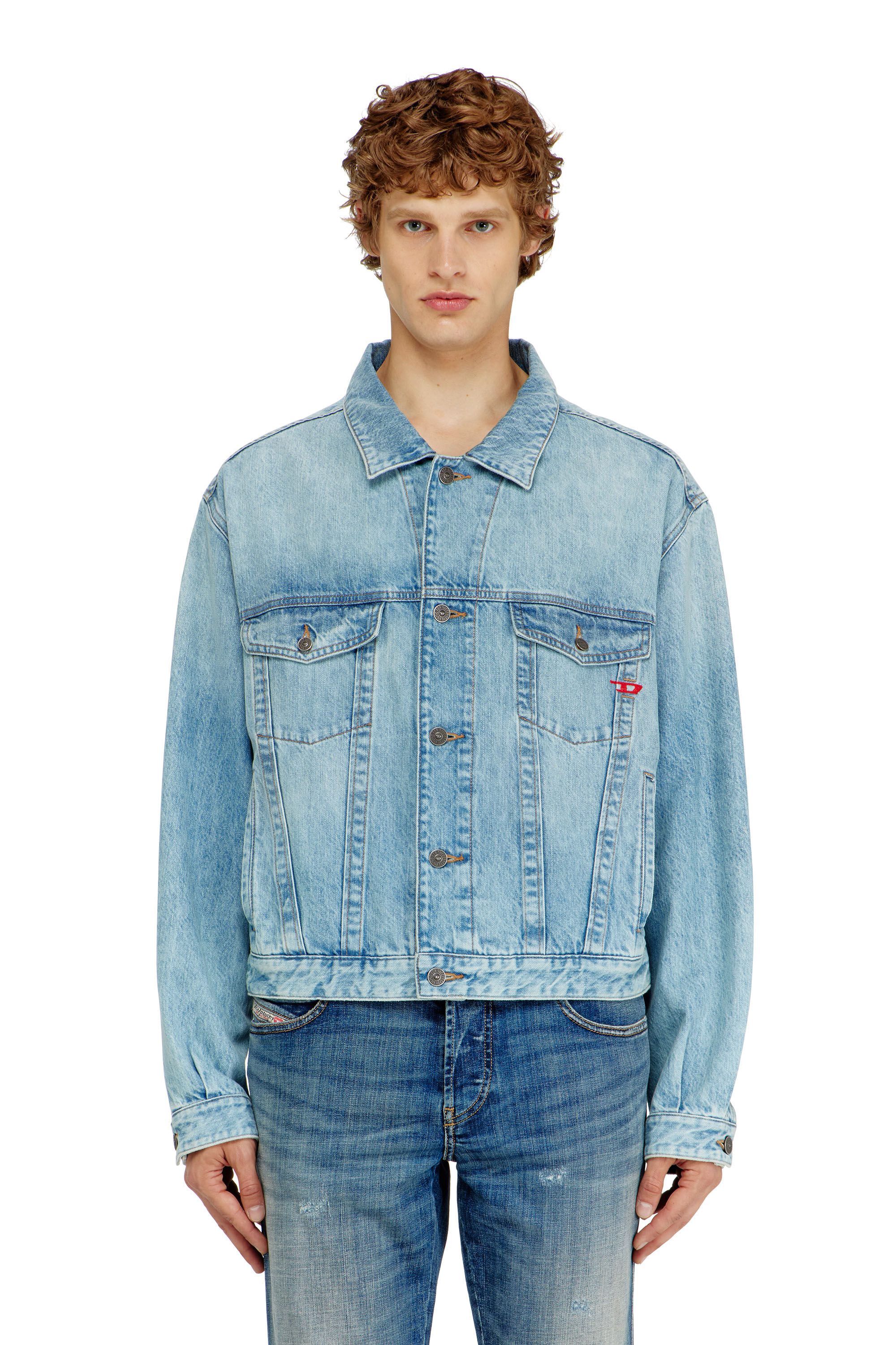 Diesel - D-RANGER, Unisex Trucker-Jacke aus denim in Hellblau - 3