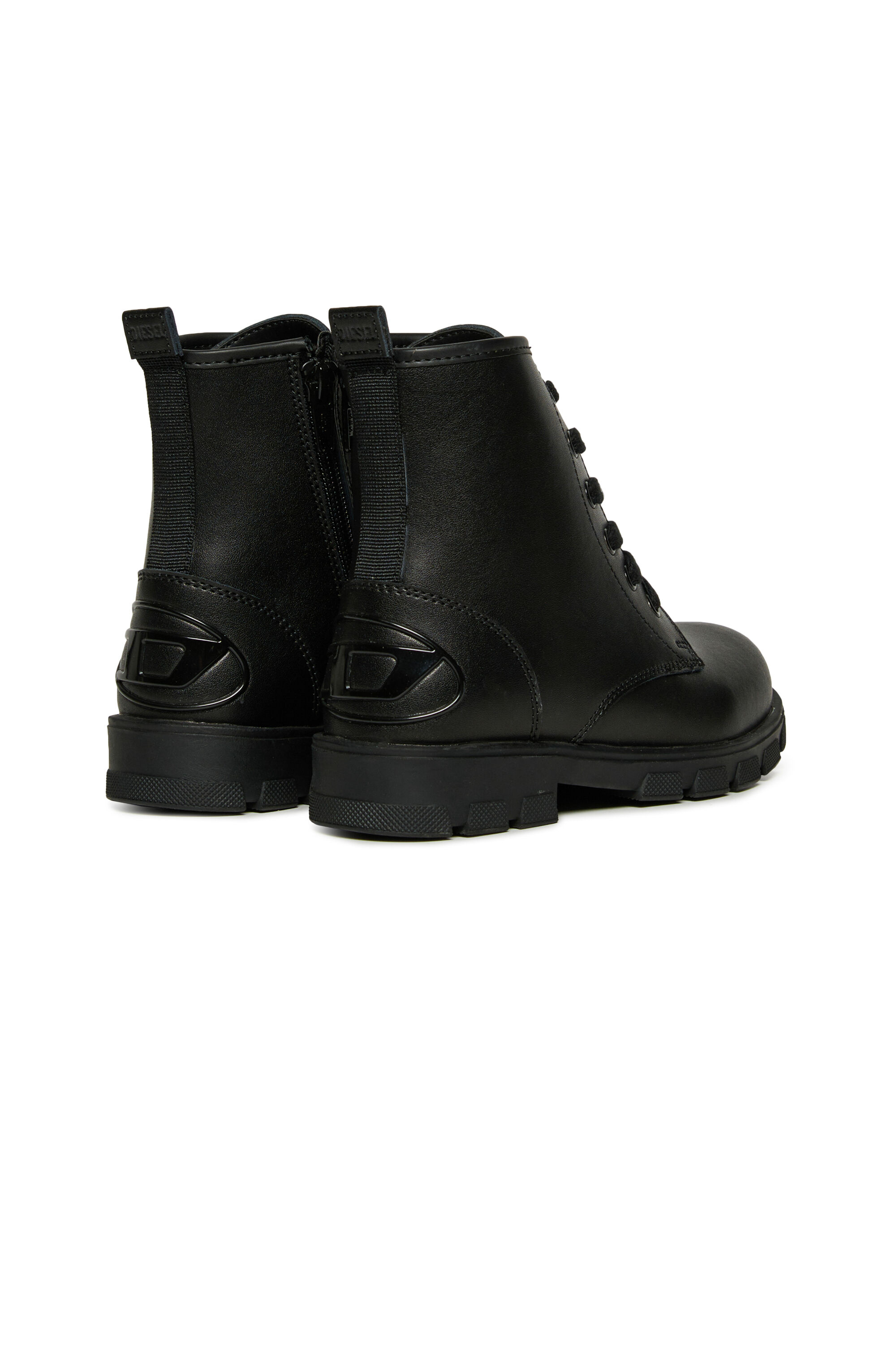 Diesel - D-HAMMER AK LACE, Unisex D-Hammer Lederstiefel mit seitlichem Reißverschluss in Schwarz - 3