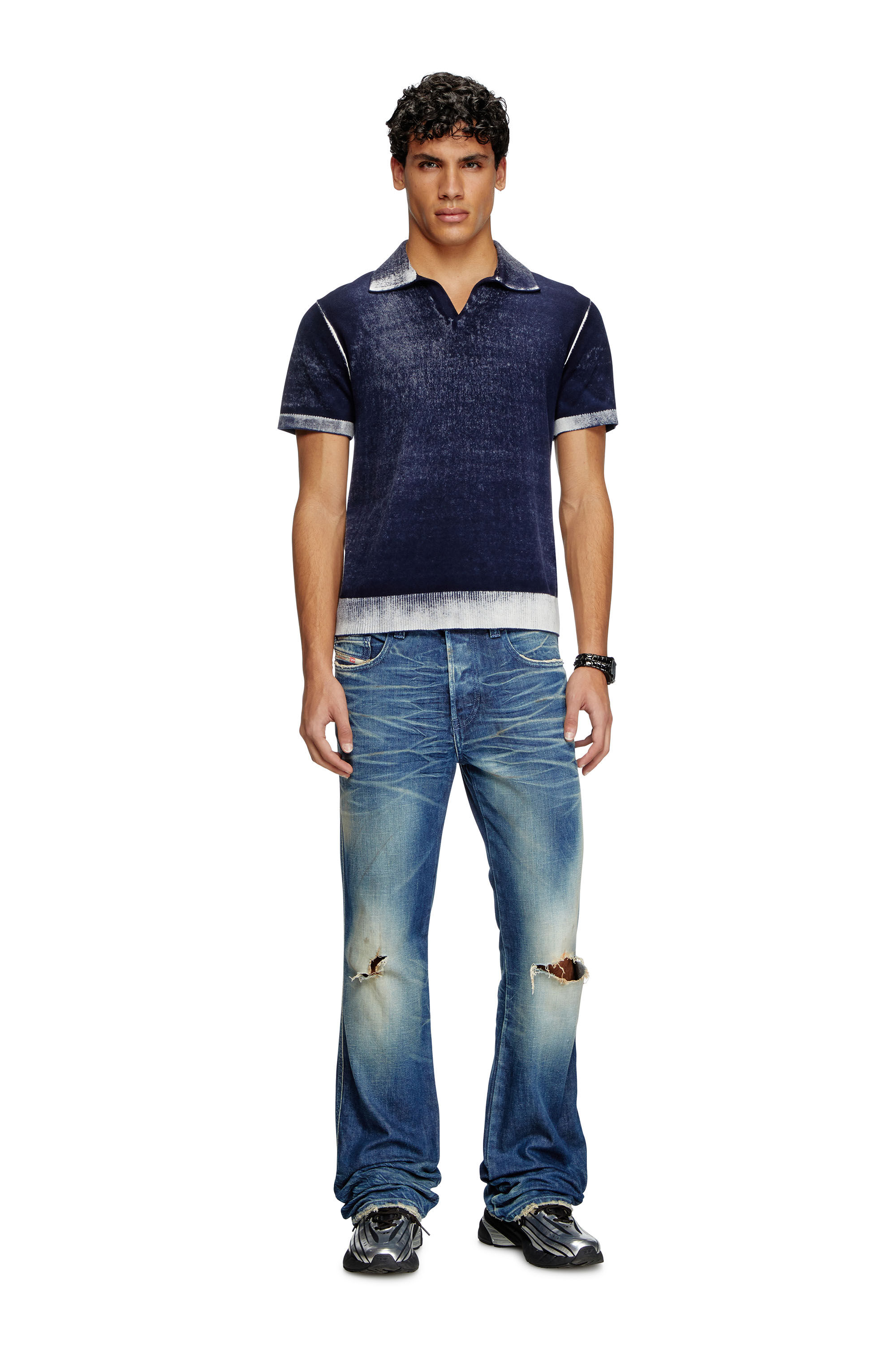Diesel - K-LORENZO-SS, Herren Kurzarm-Polo-Pullover mit Reverse-Print in Blau - 1