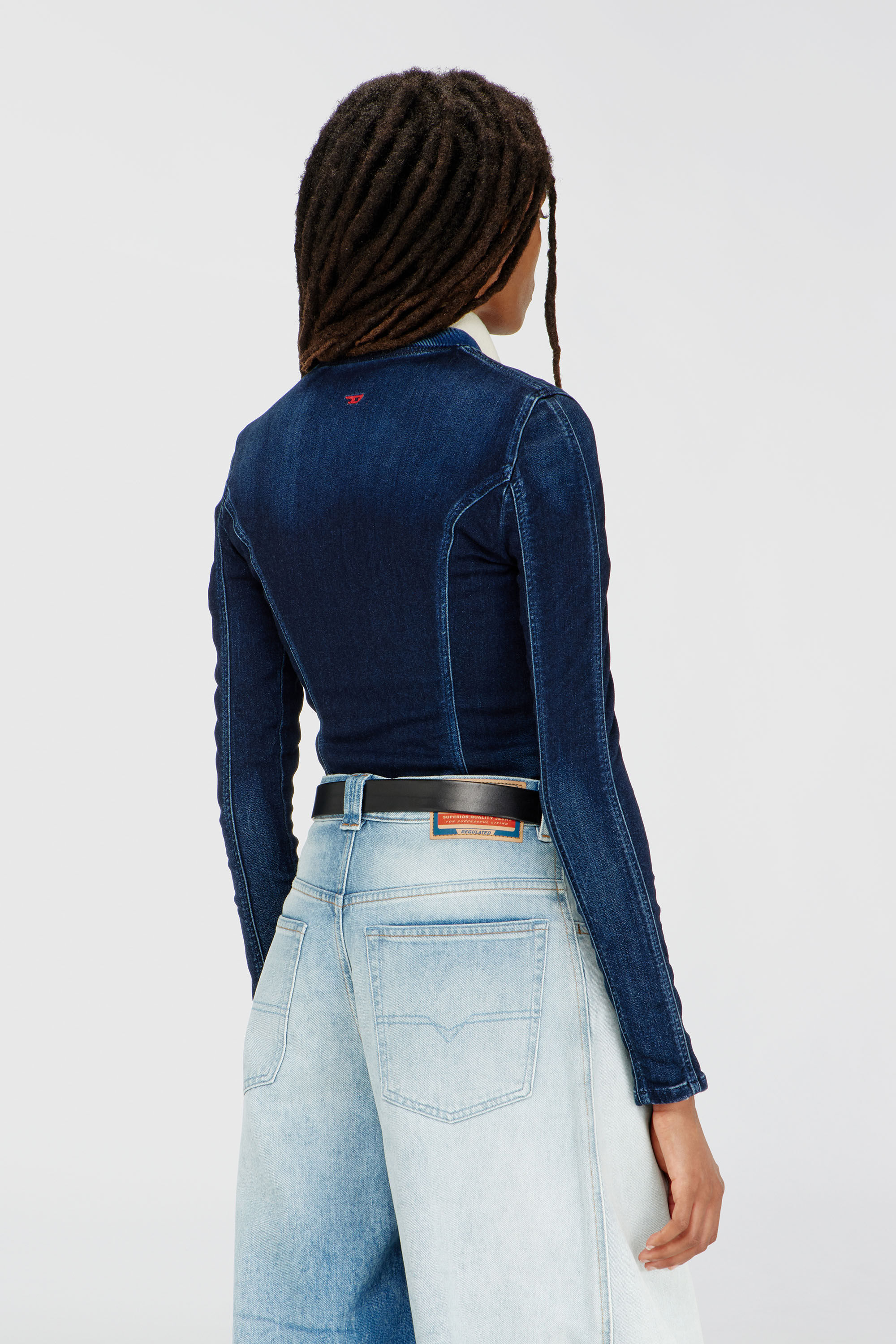 Diesel - DE-GARY-D JOGG, Damen Cropped jacket aus JoggJeans in Dunkelblau - 4