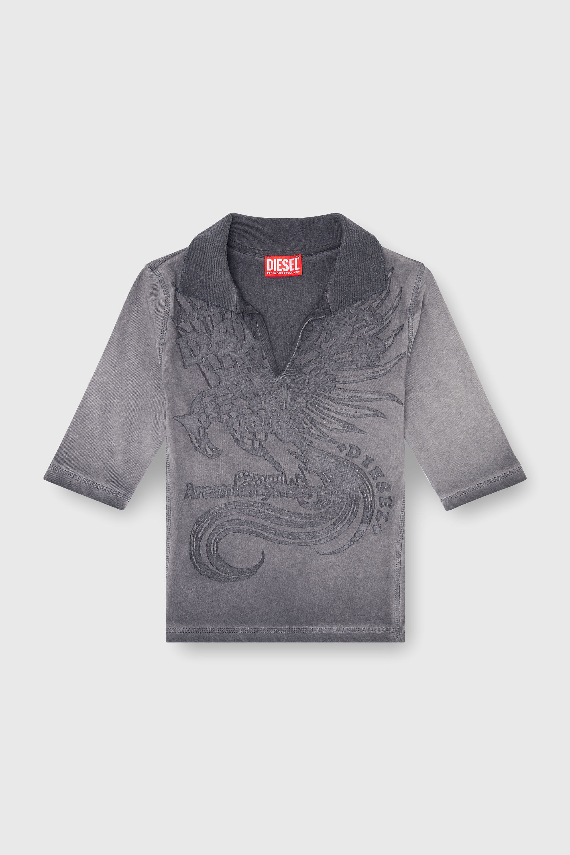Diesel - T-BEA, Damen Slim-Poloshirt mit d&eacute;vor&eacute;-Print in Grau - 2