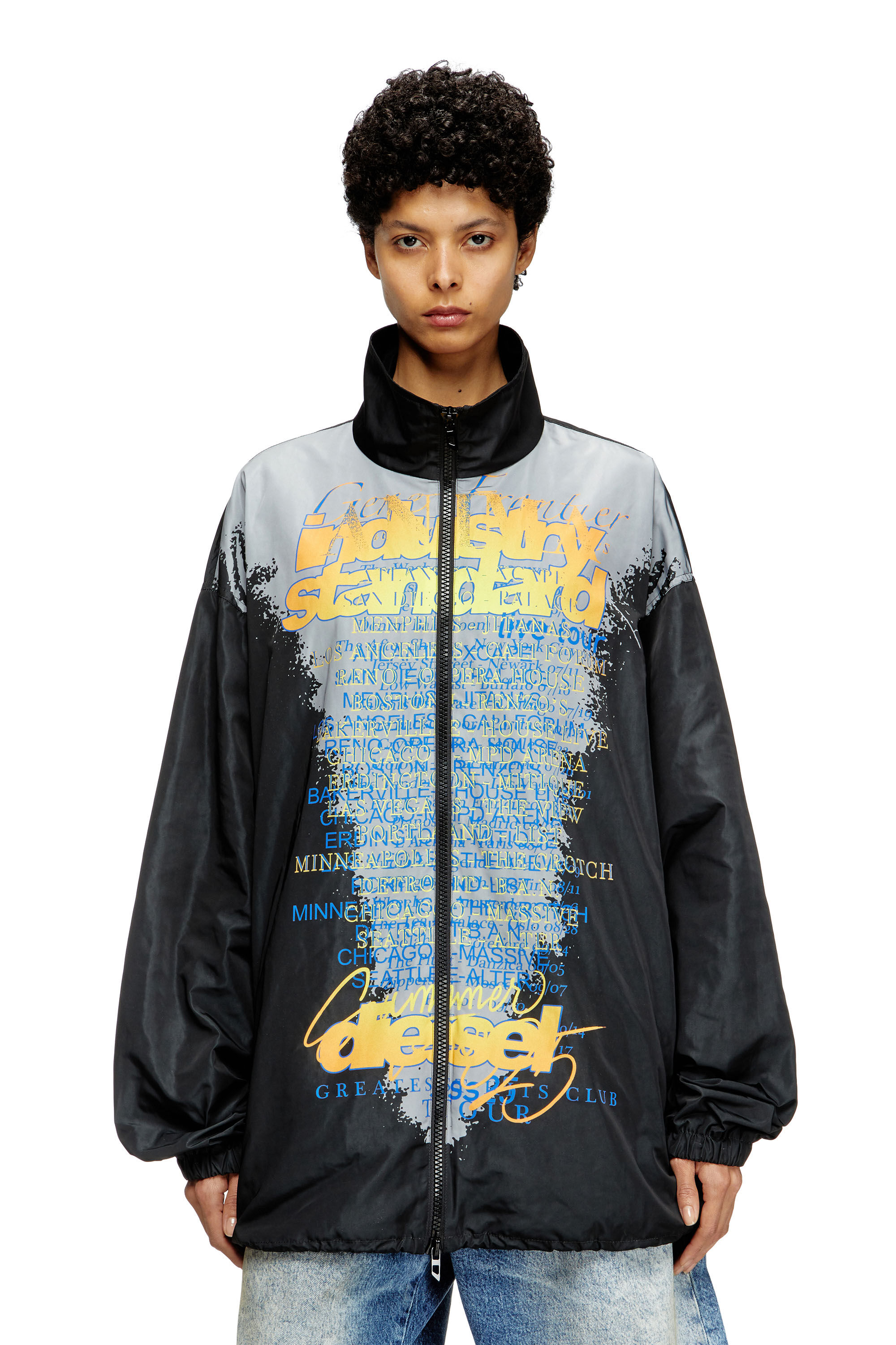 Diesel - J-ERIK, Unisex Tech-Jacke aus Jersey mit Text-Print in Schwarz - 6