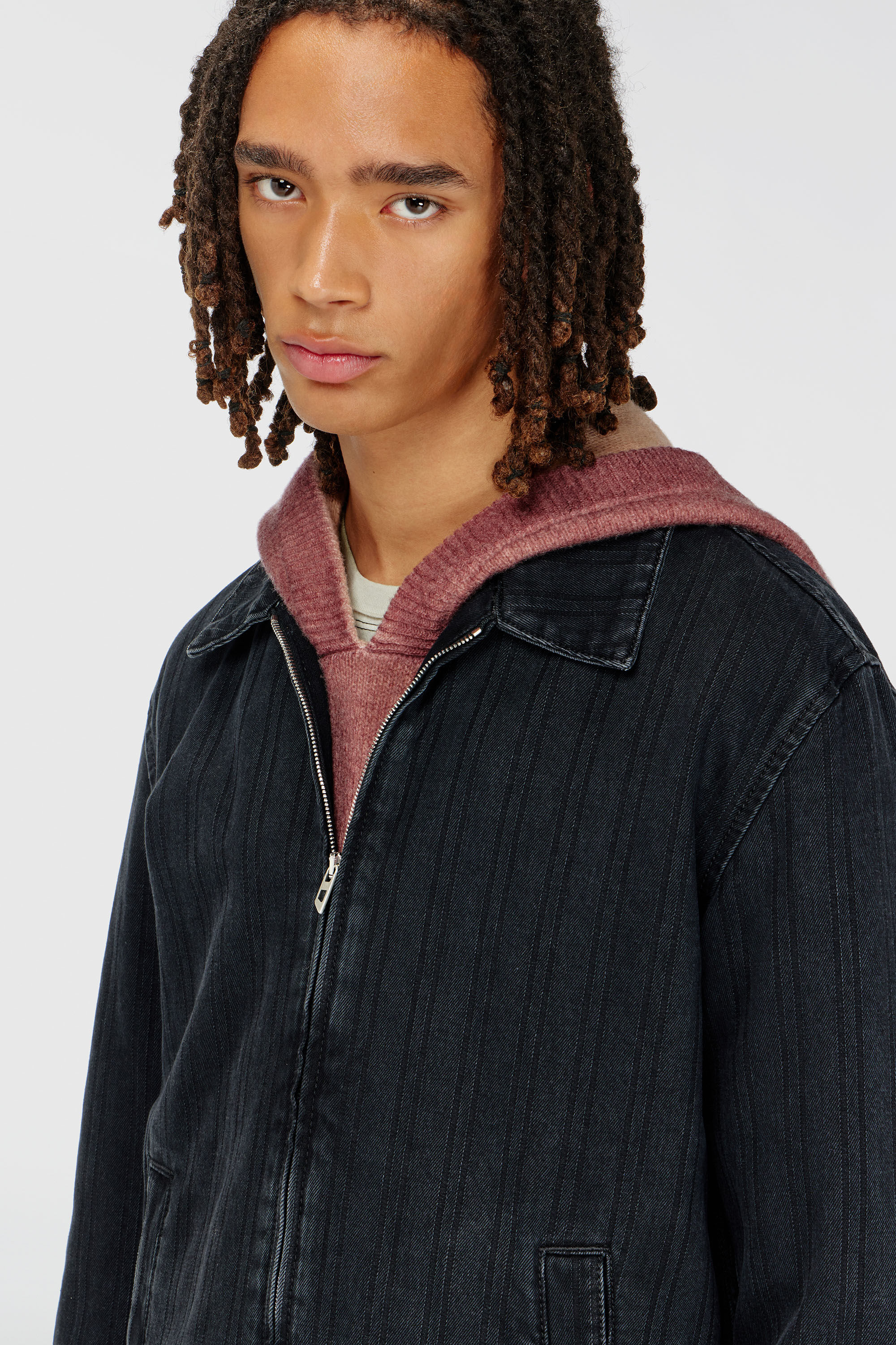 Diesel - D-ROHE, Herren Jacke aus pinstripe denim in Schwarz - 5