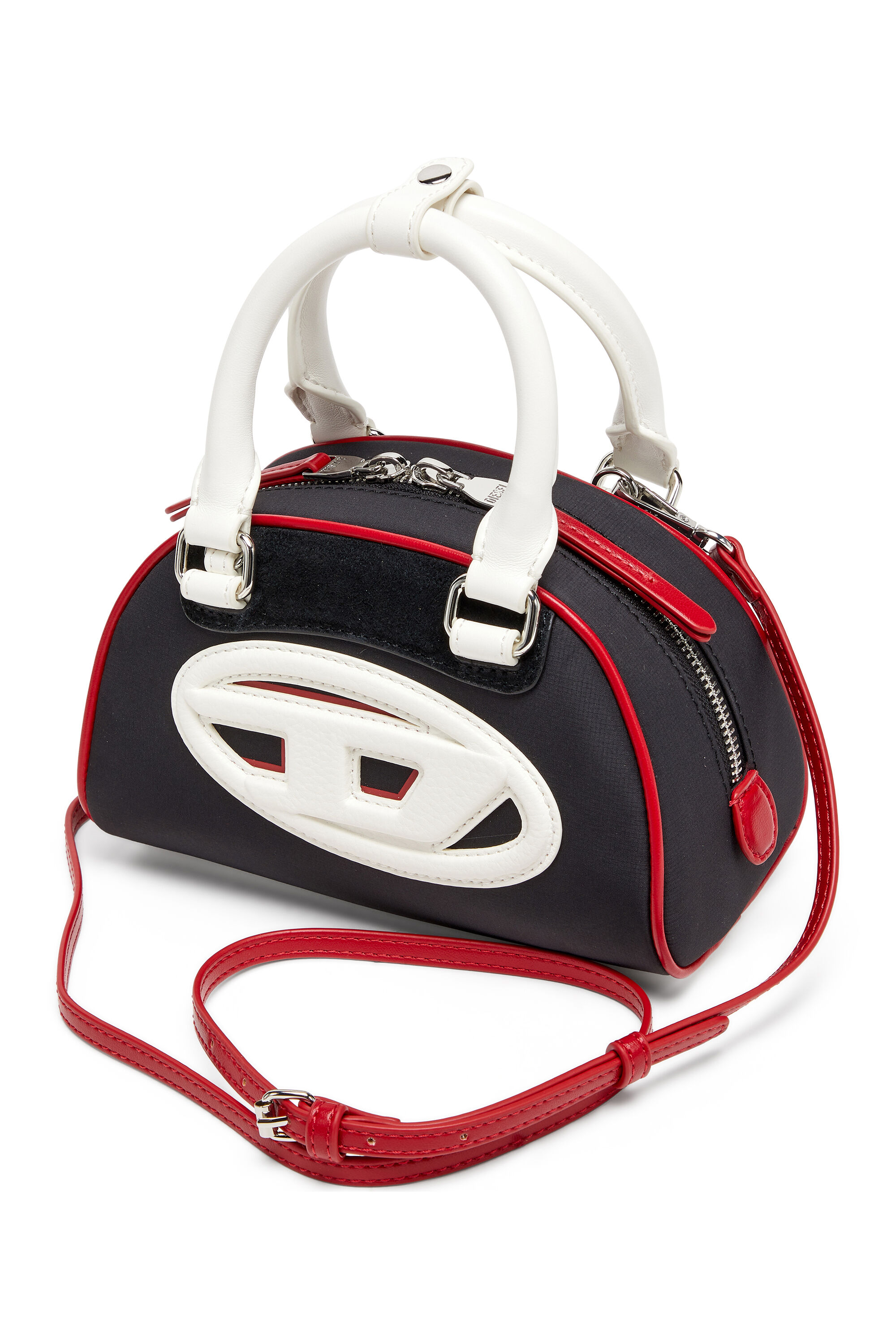 Diesel - 1DR DOME CROSSBODY, Damen 1DR Dome-Colourblock-Mini-Bowling-Tasche in Schwarz/Weiss - 5