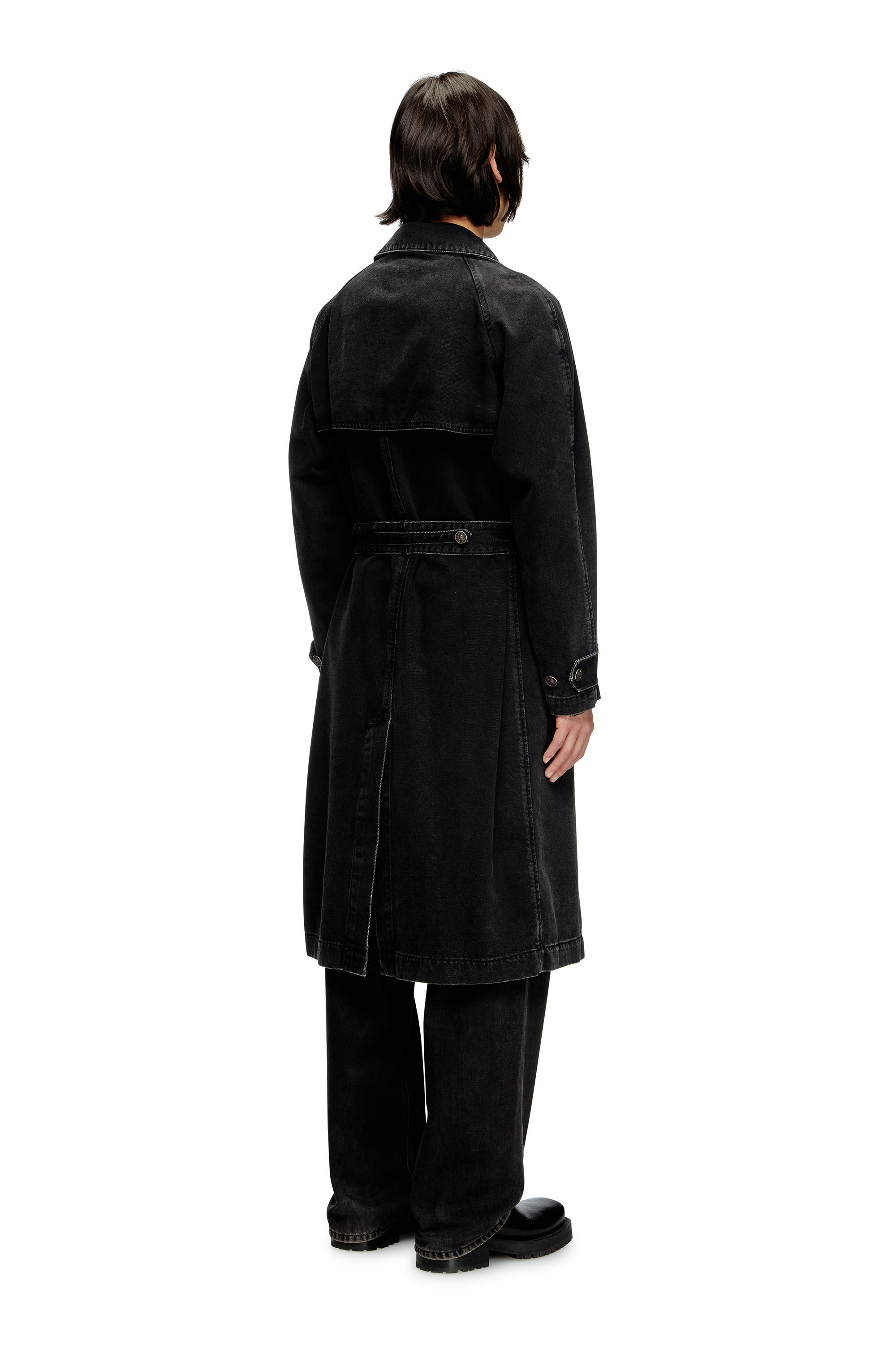 Men's Trench coat in clean-wash Denim | Black | Diesel