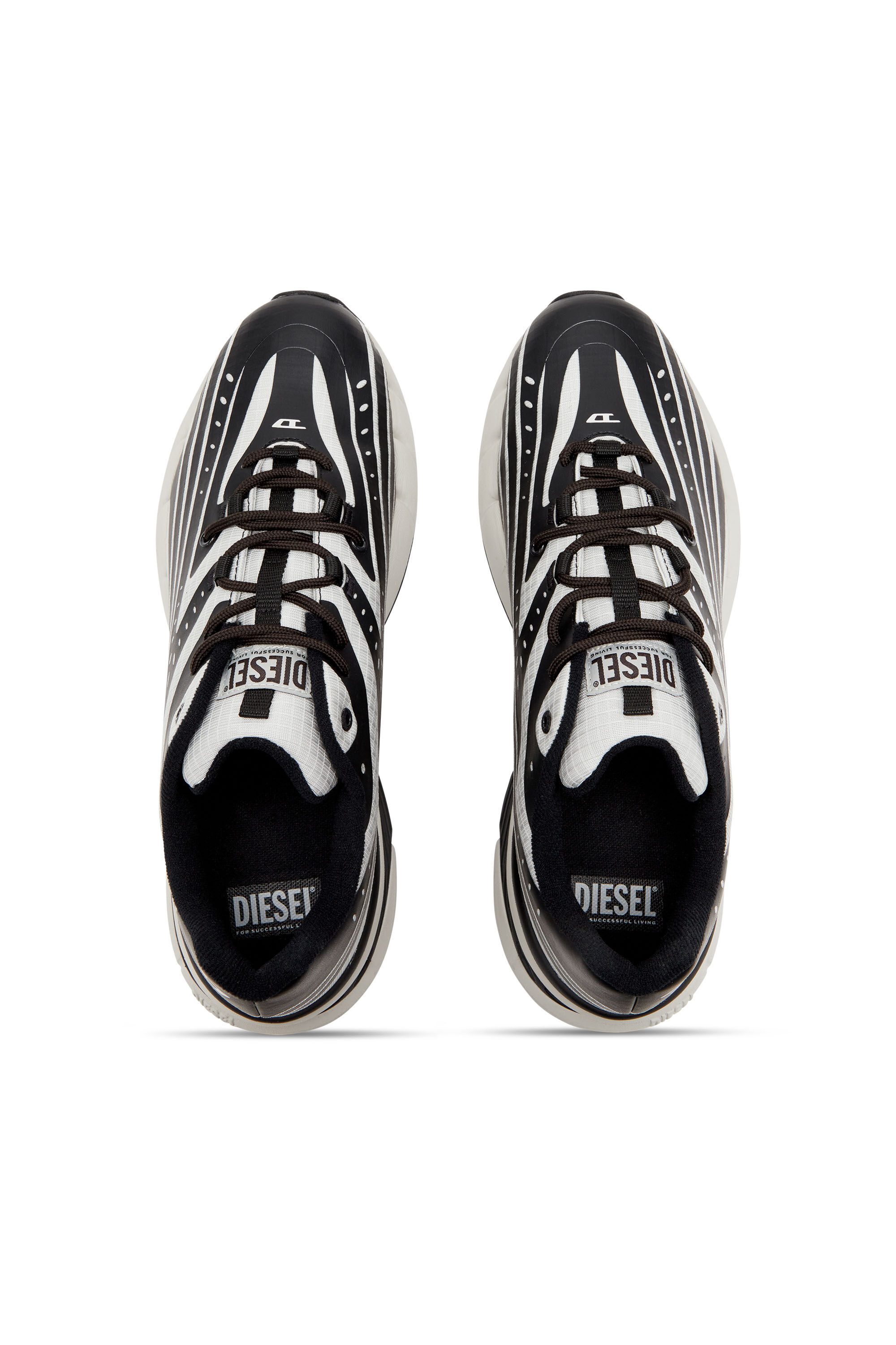 Diesel - D-AIRSPEED LOW, Herren D-Airspeed Low-Gestreifte Sneakers aus beschichtetem Ripstop in Schwarz/Grau - 4