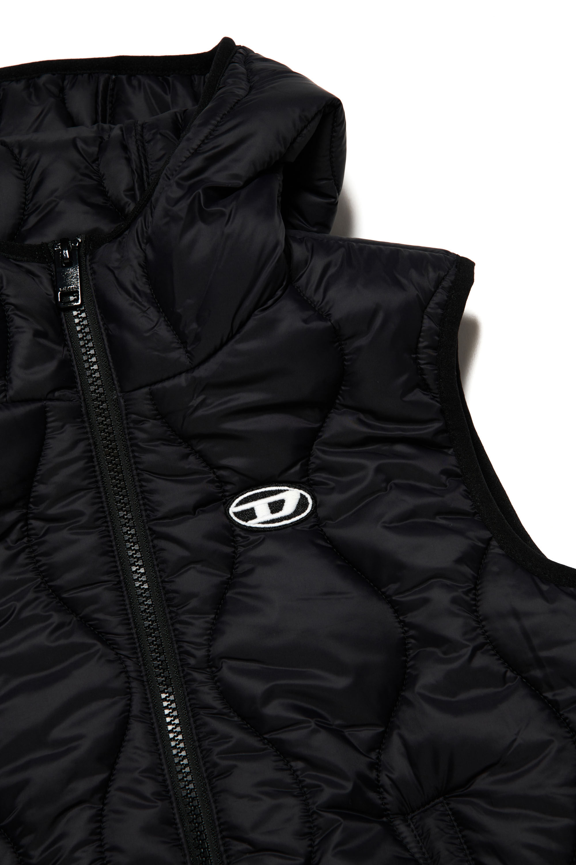 Hooded vest in quilted nylon | Black | 4-16 YEARS Girls | Diesel