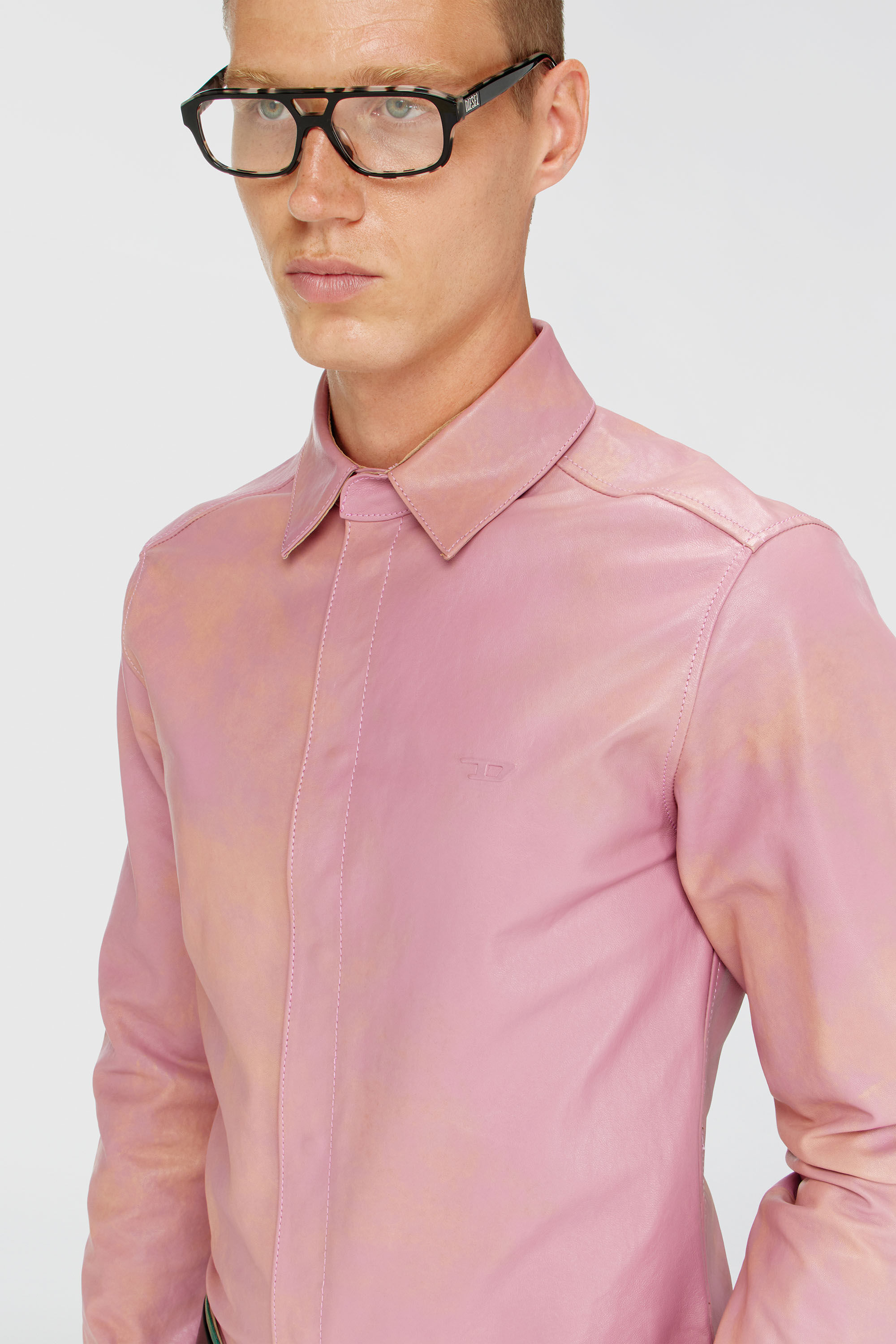 Diesel - S-CIRT, Herren Hemd aus behandeltem Leder in Rosa - 5