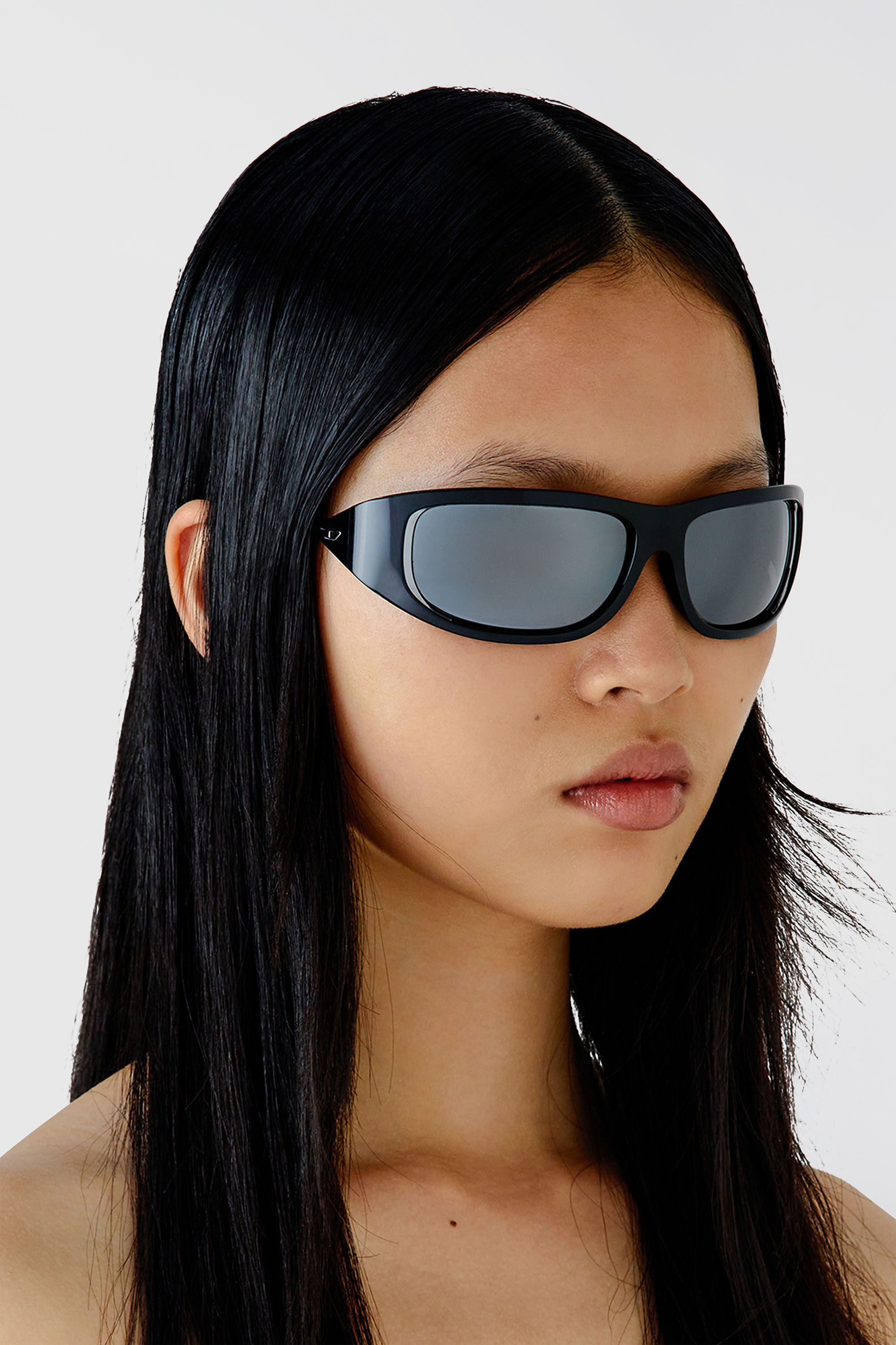 Diesel - 0DL3001 SIZE 61, Unisex Wraparound-Stil Brille in Schwarz/Flash mirror - 6