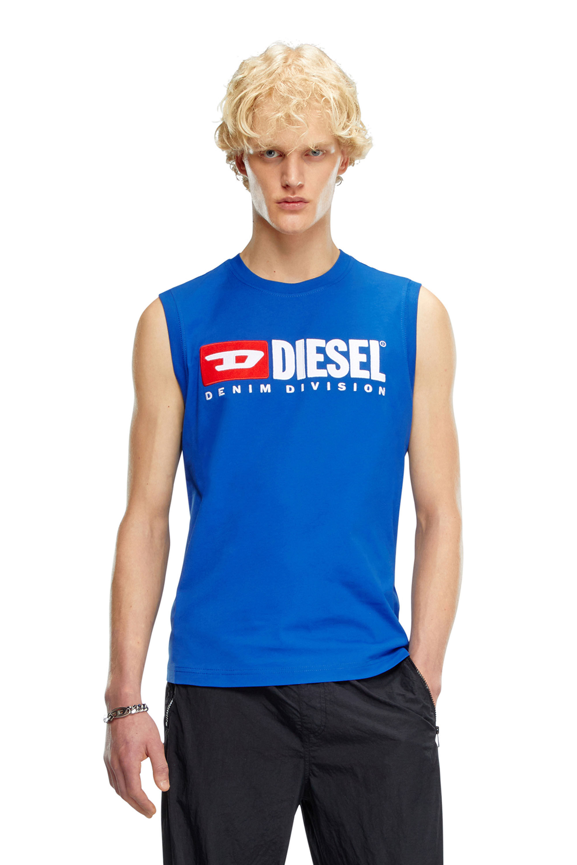 Diesel - T-ISCO-DIV, Herren Tanktop mit Logo-Print vorn in Blau - Image 3