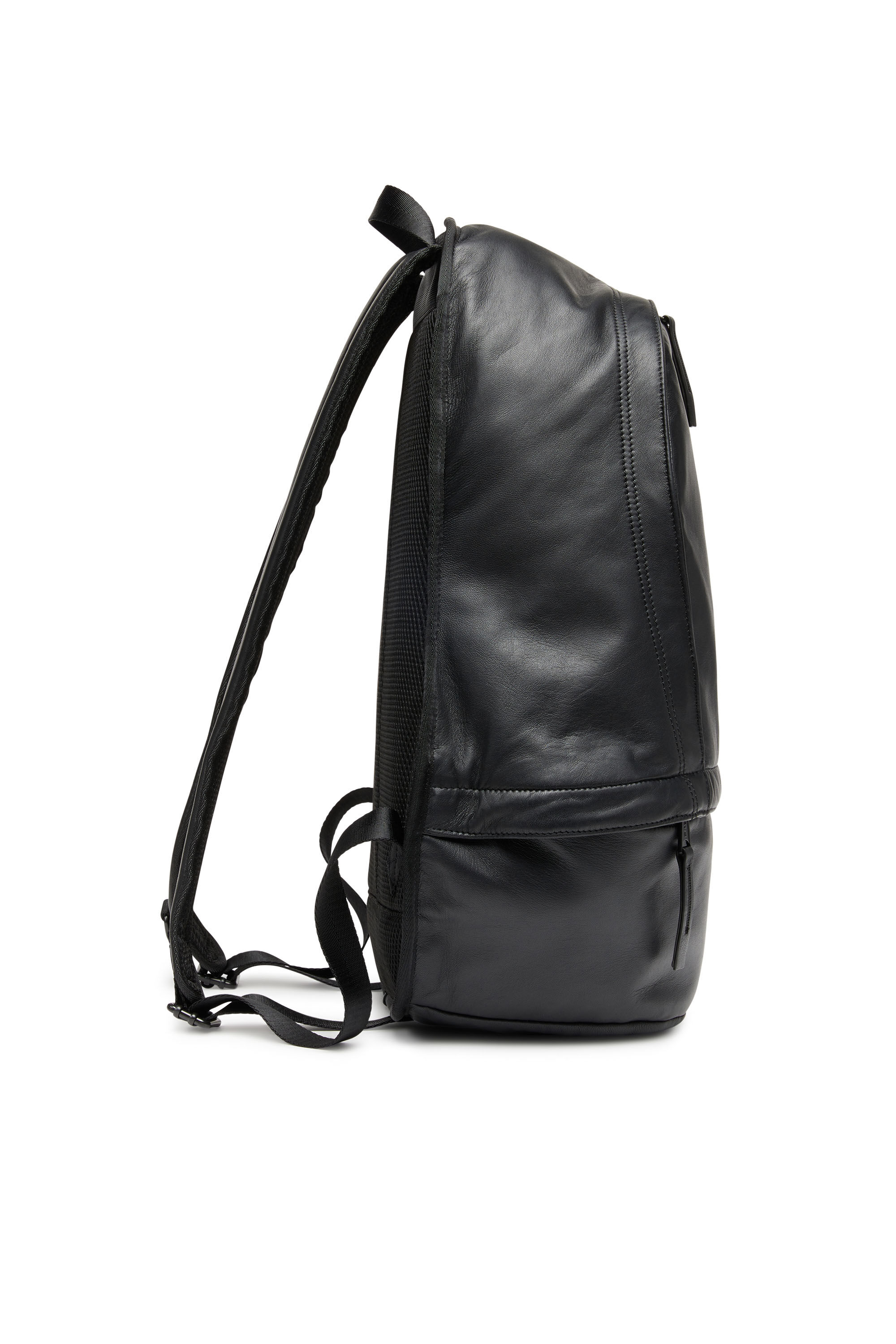 Men s Rave Leather backpack with metal D Black Diesel