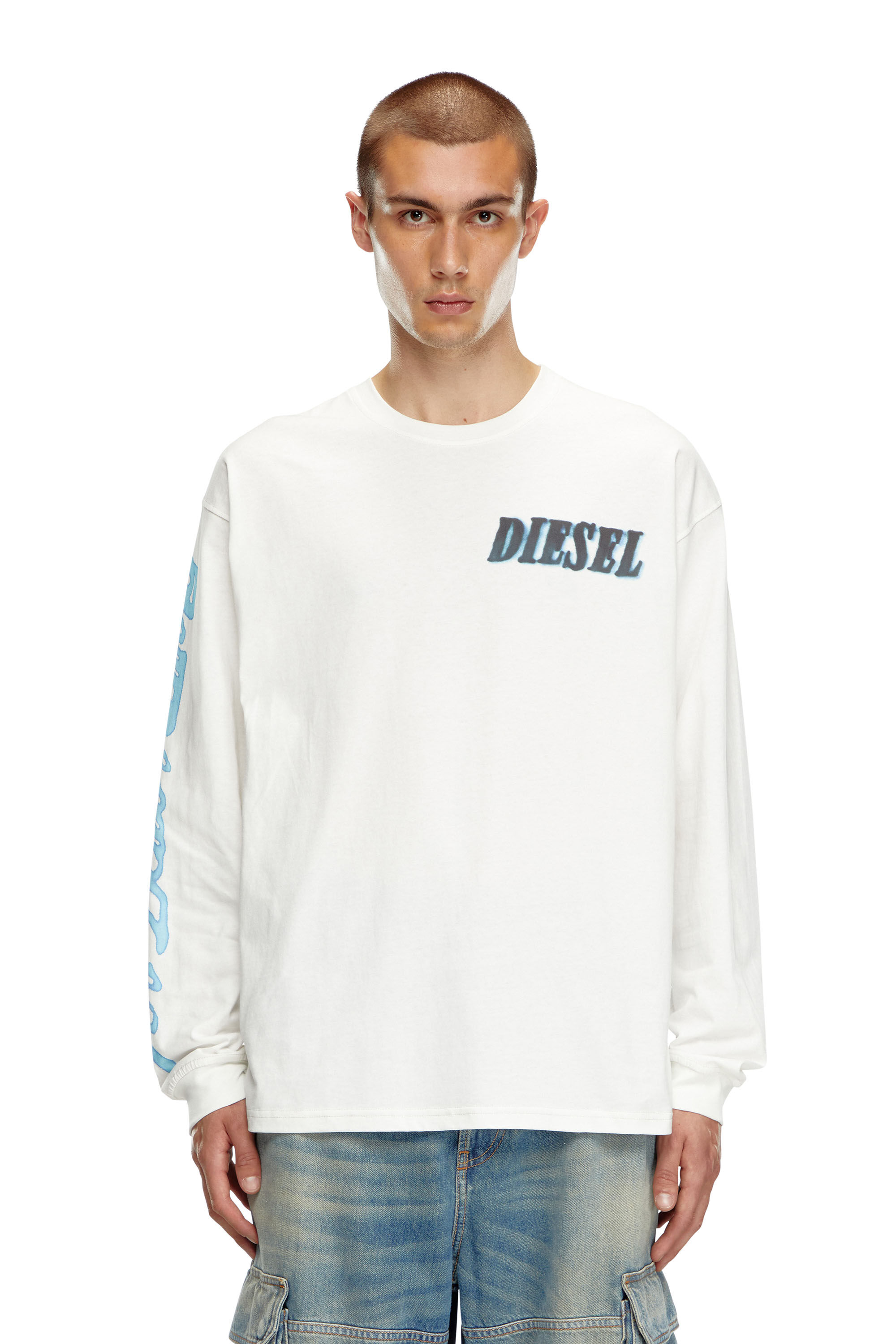 Diesel - T-BOXT-LS-Q15, Man Long-sleeve T-shirt with logo prints in White - Image 3