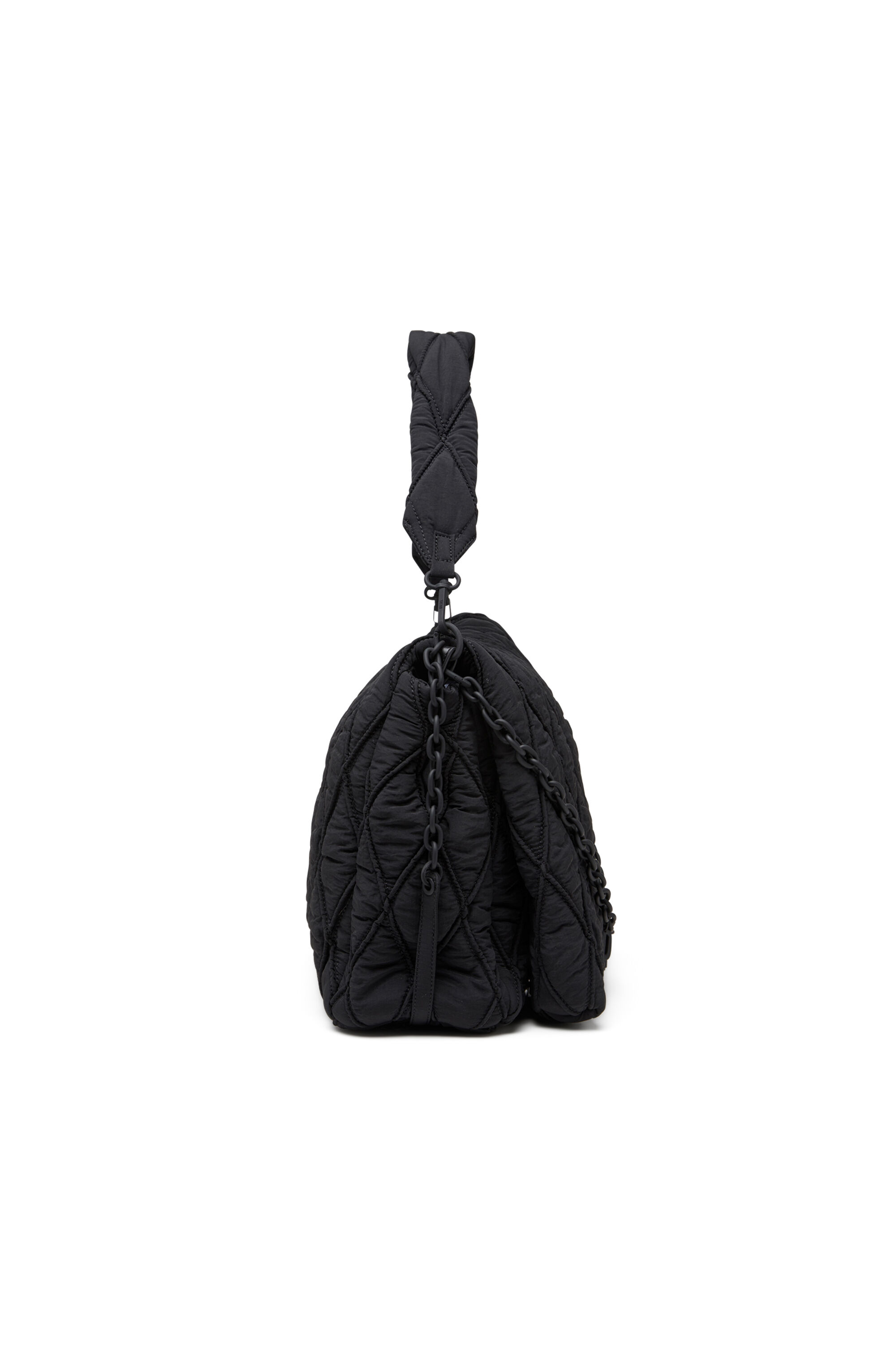 Diesel - CHARM-D SHOULDER L, Damen Schultertasche aus gestepptem gewaschenem Nylon in Schwarz - 4