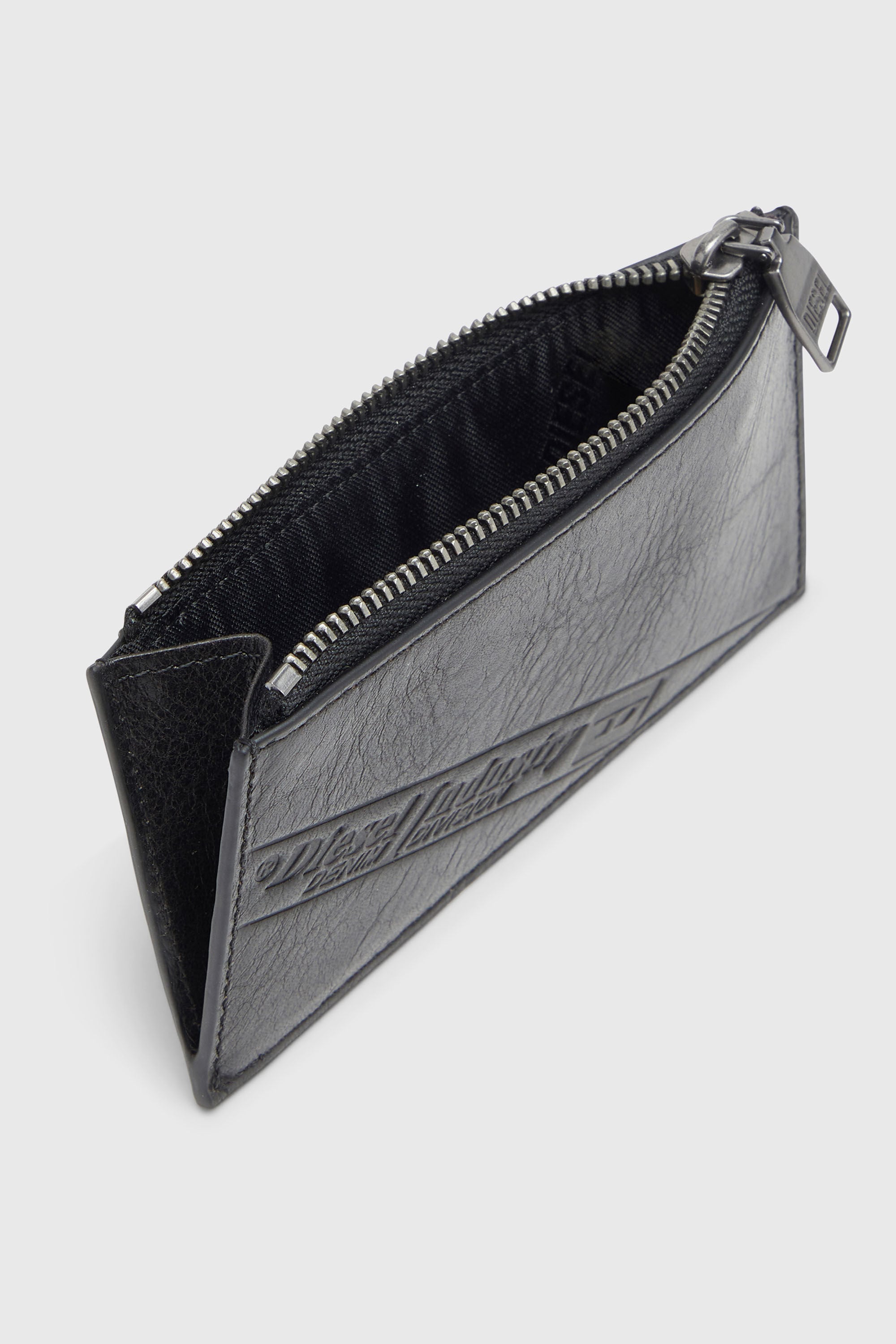 Diesel - FLAG-D CARD HOLDER III, Herren Leder-Kartenetui mit Rei&szlig;verschluss in Schwarz - 3